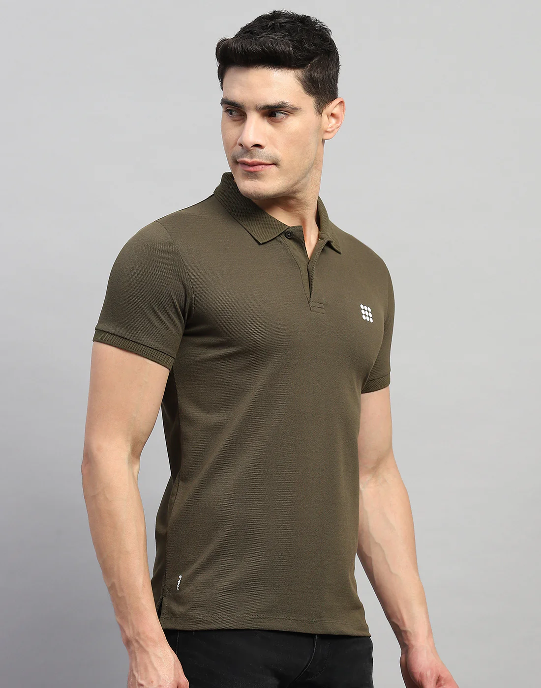 Rock.it Men Olive Solid Polo Collar Half Sleeve T-Shirt - Image 4