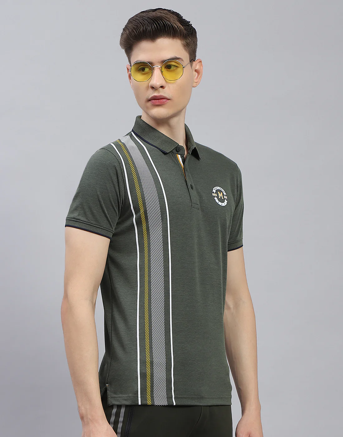 Men Olive Solid Polo Collar Half Sleeve T-Shirt - Image 4
