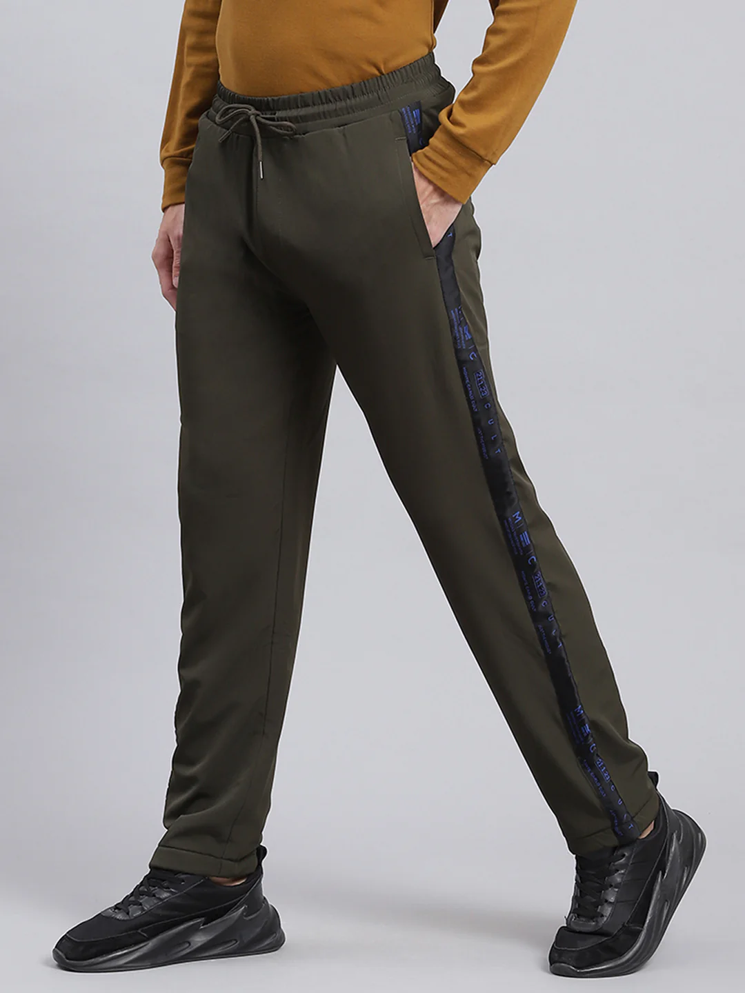 Men Olive Solid Polyester Blend Winter Lower - Image 4
