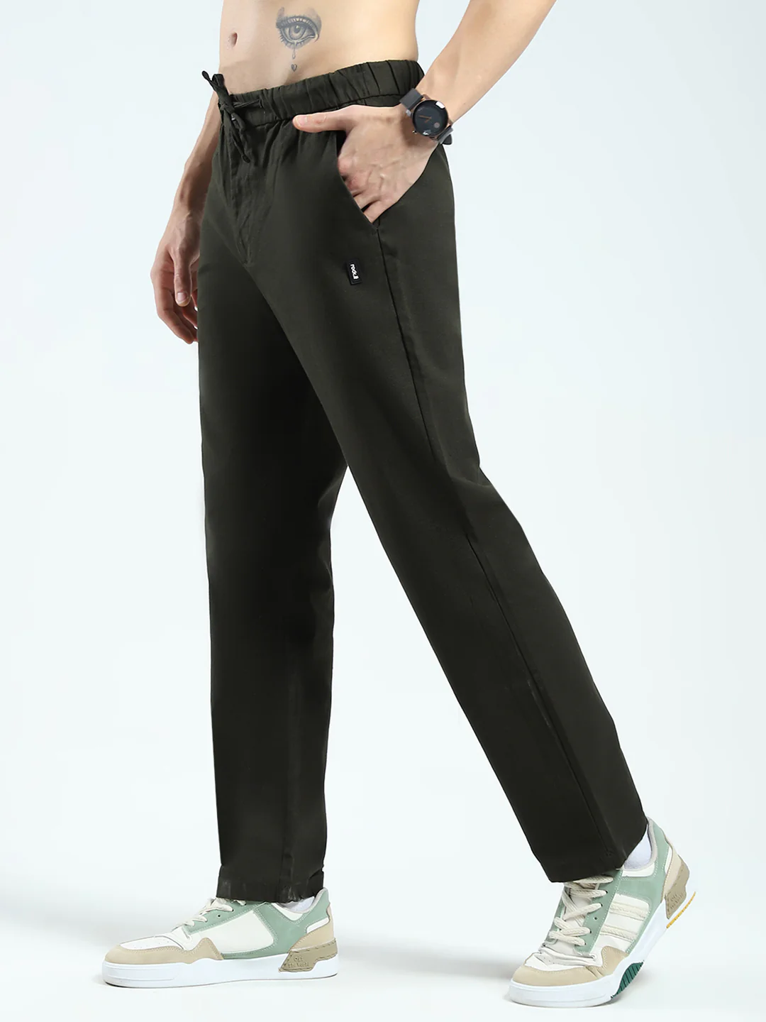Rock.it Men Olive Solid Regular Fit Lower - Image 3