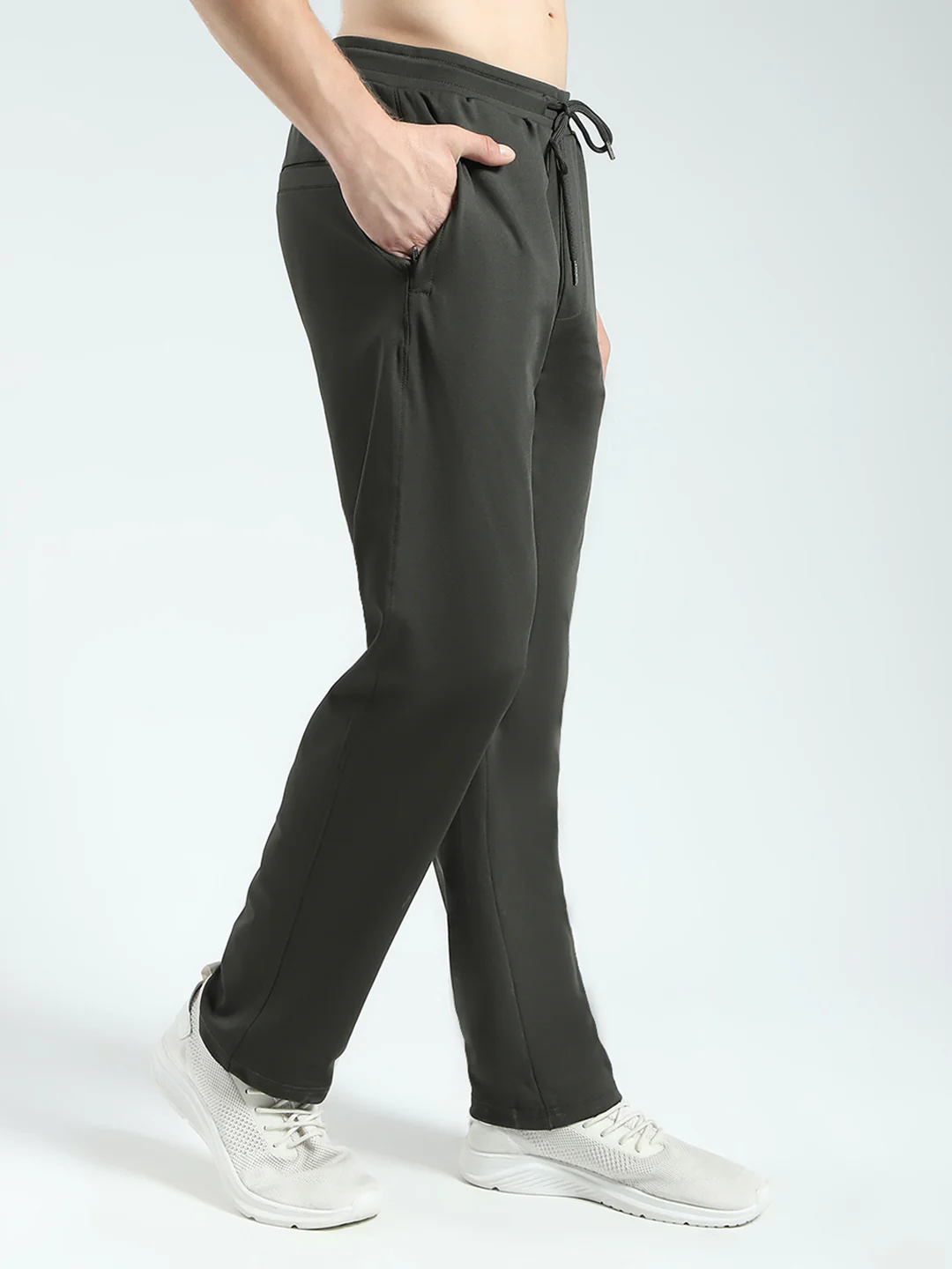 Men Olive Solid Regular Fit Lower - Image 4
