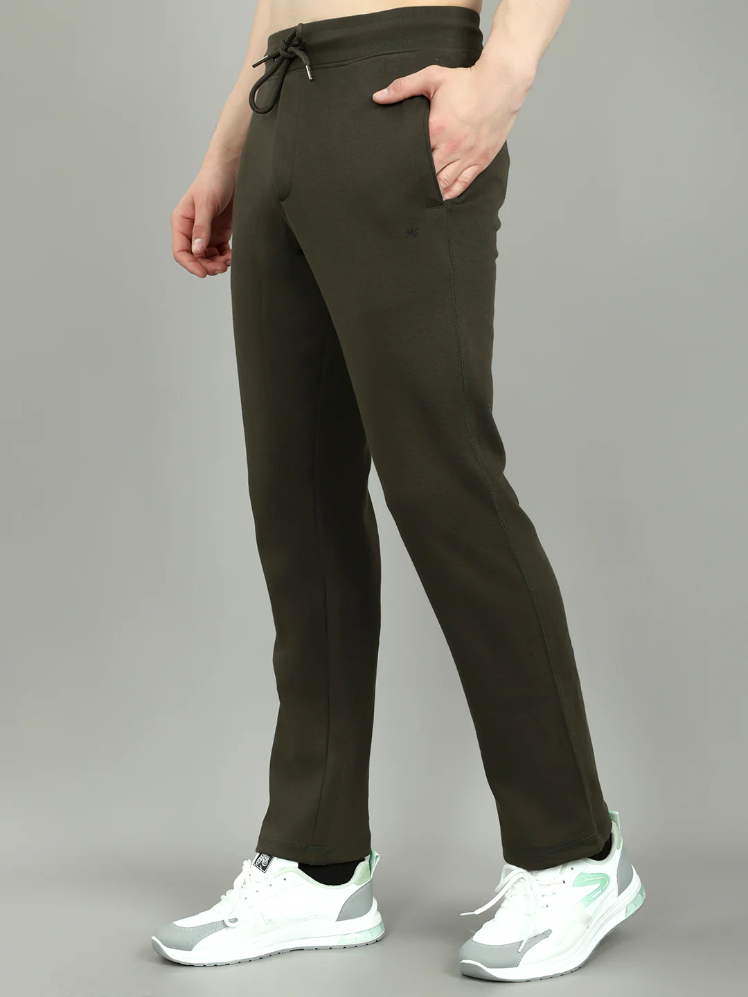 Men Olive Solid Regular Fit Lower - Image 2