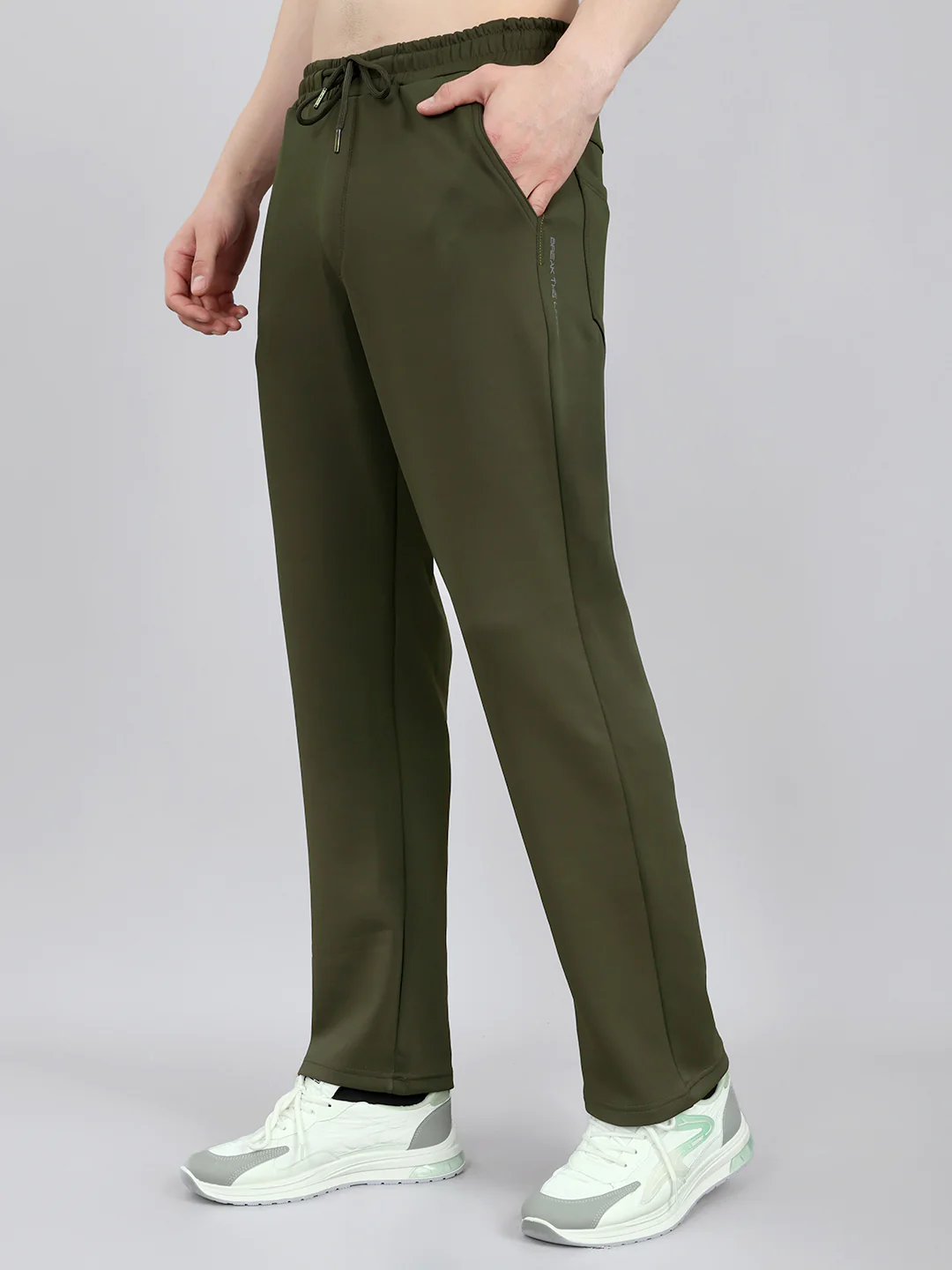 Men Olive Solid Regular Fit Lower - Image 2