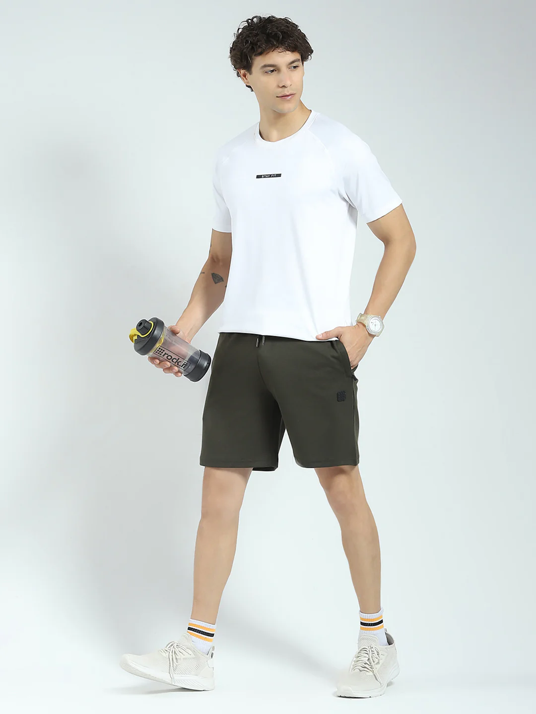Rock.it Men Olive Solid Regular Fit Shorts - Image 2
