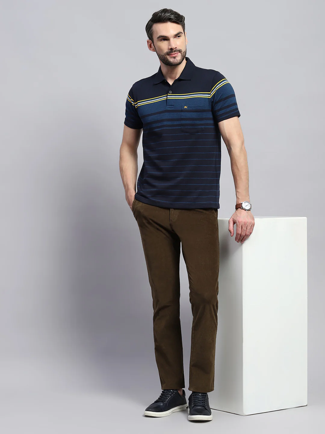Men Olive Solid Regular Fit Trouser - Image 4