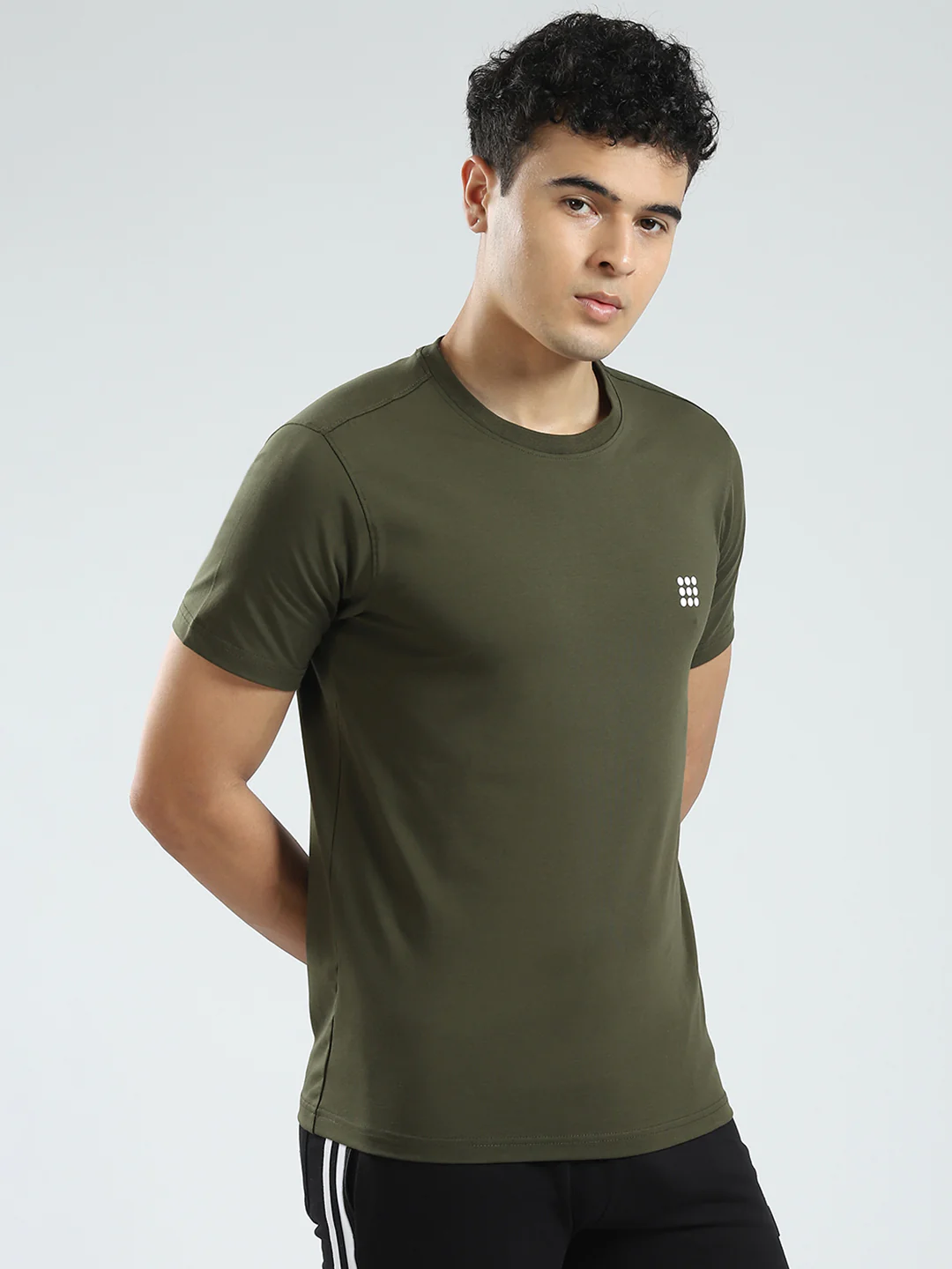 Rock.it Men Olive Solid Round Neck Half Sleeve T-Shirt - Image 4