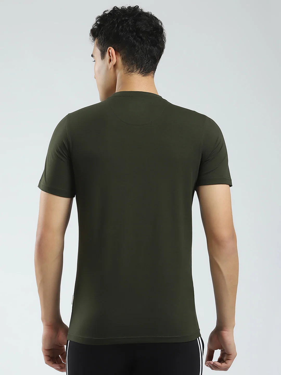 Rock.it Men Olive Solid Round Neck Half Sleeve T-Shirt - Image 5
