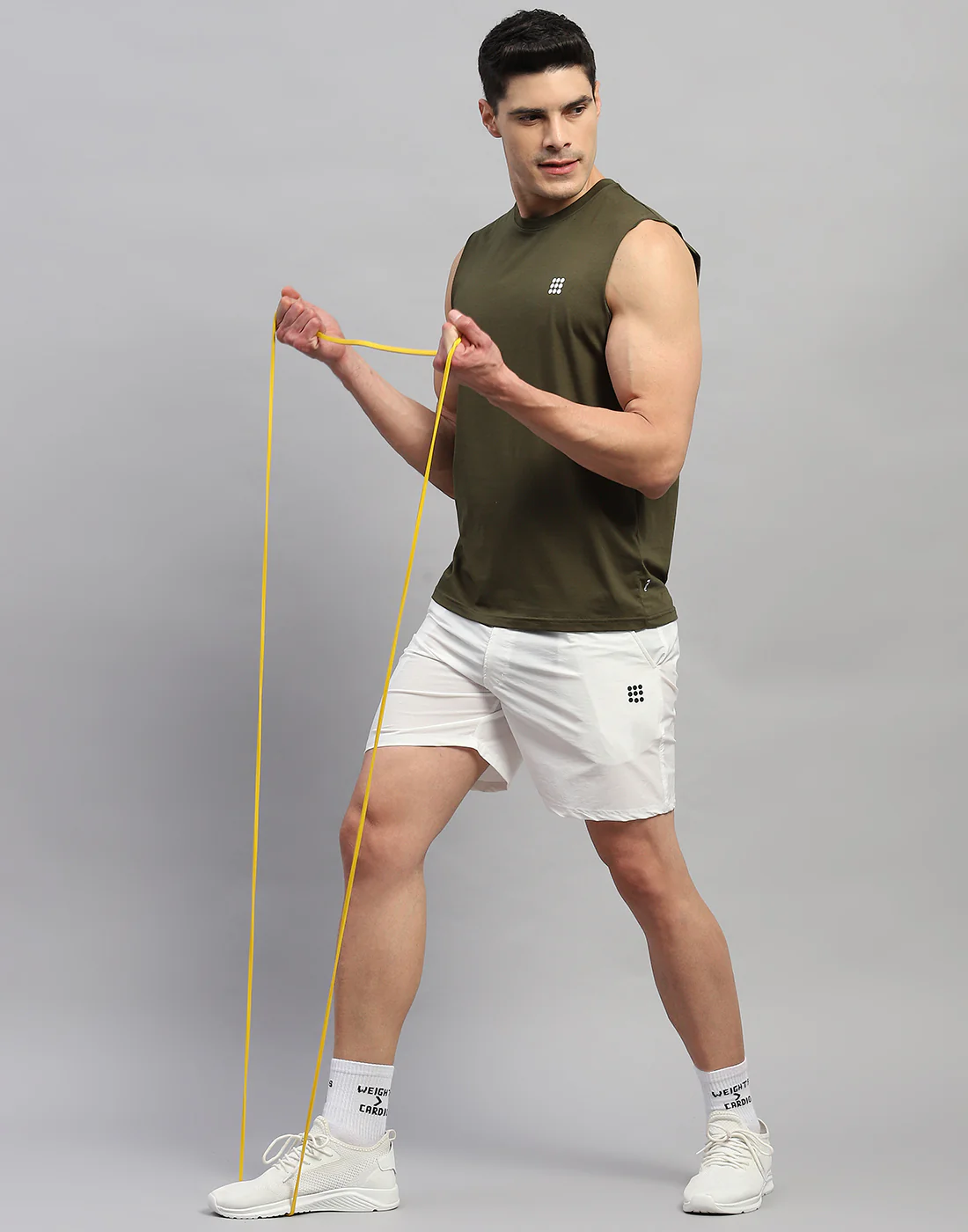 Rock.it Men Olive Solid Round Neck Sleeveless T-Shirt - Image 6
