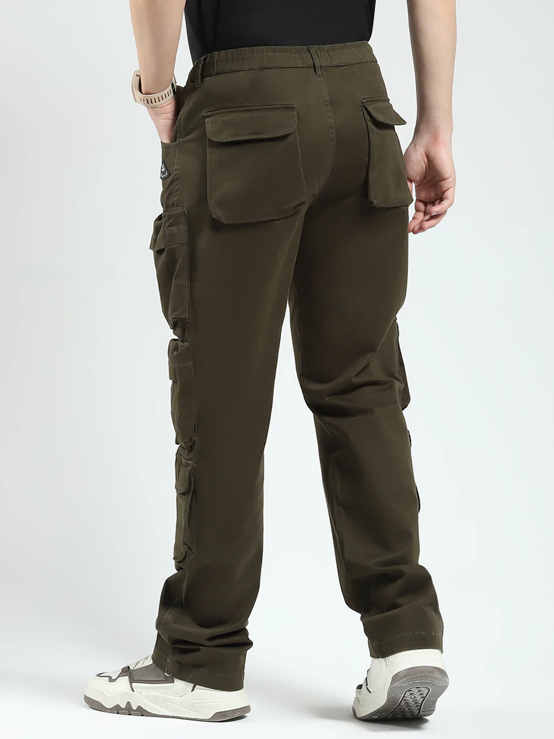Rock.it Men Olive Solid Straight Fit Cargo - Image 5