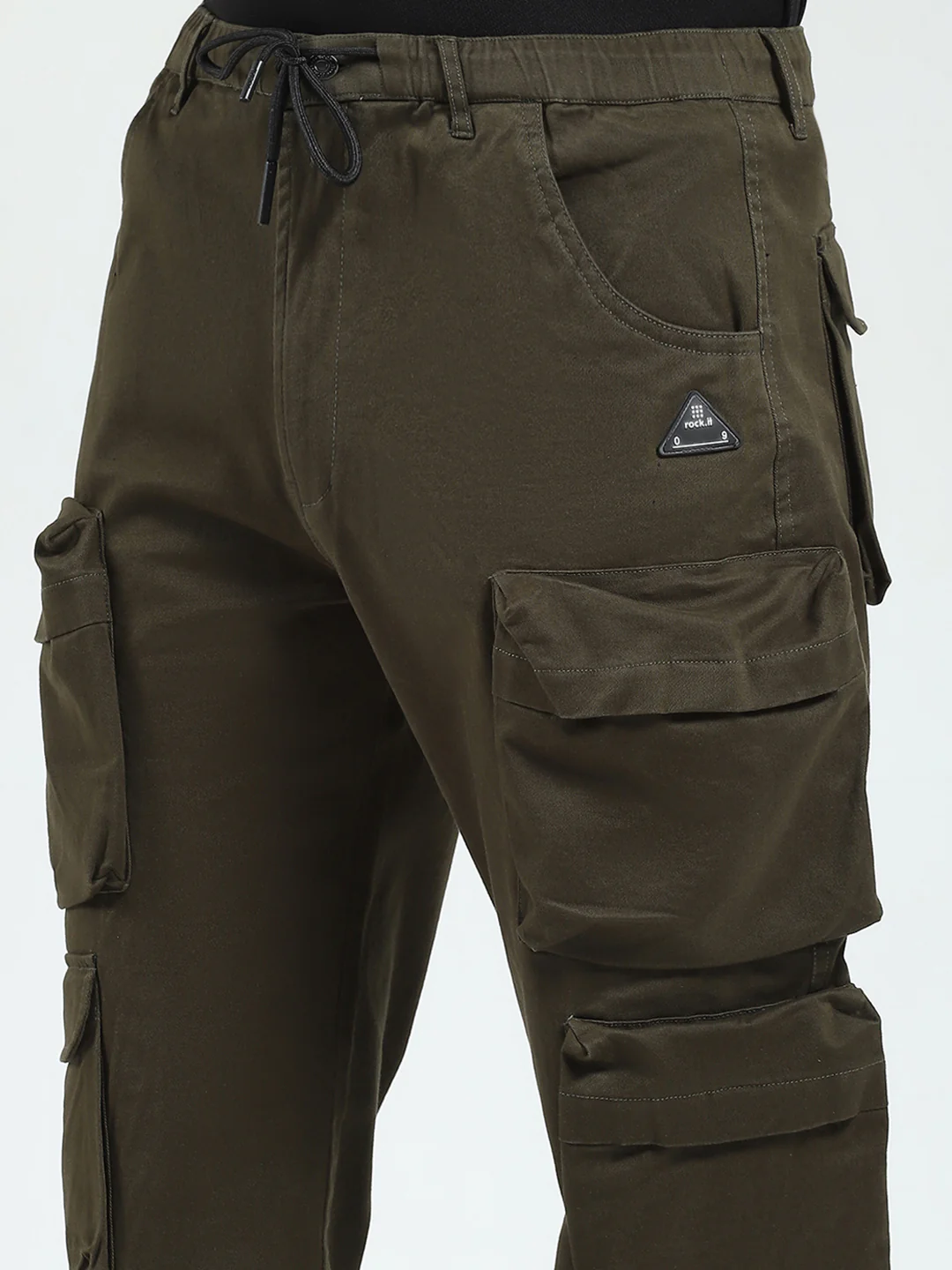 Rock.it Men Olive Solid Straight Fit Cargo - Image 6
