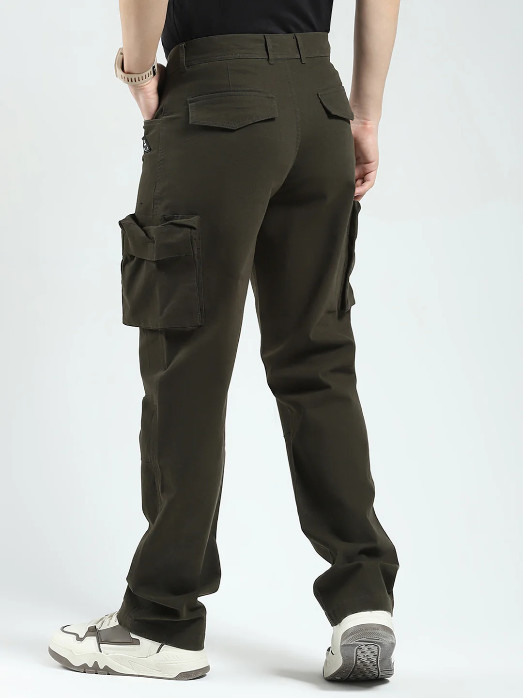Rock.it Men Olive Solid Straight Fit Cargo - Image 5