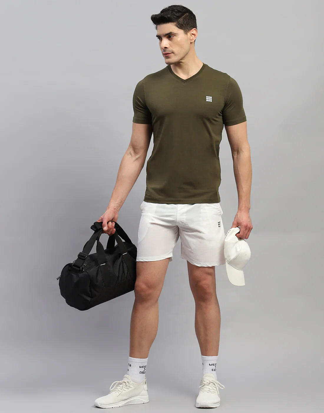 Rock.it Men Olive Solid V Neck Half Sleeve T-Shirt - Image 6