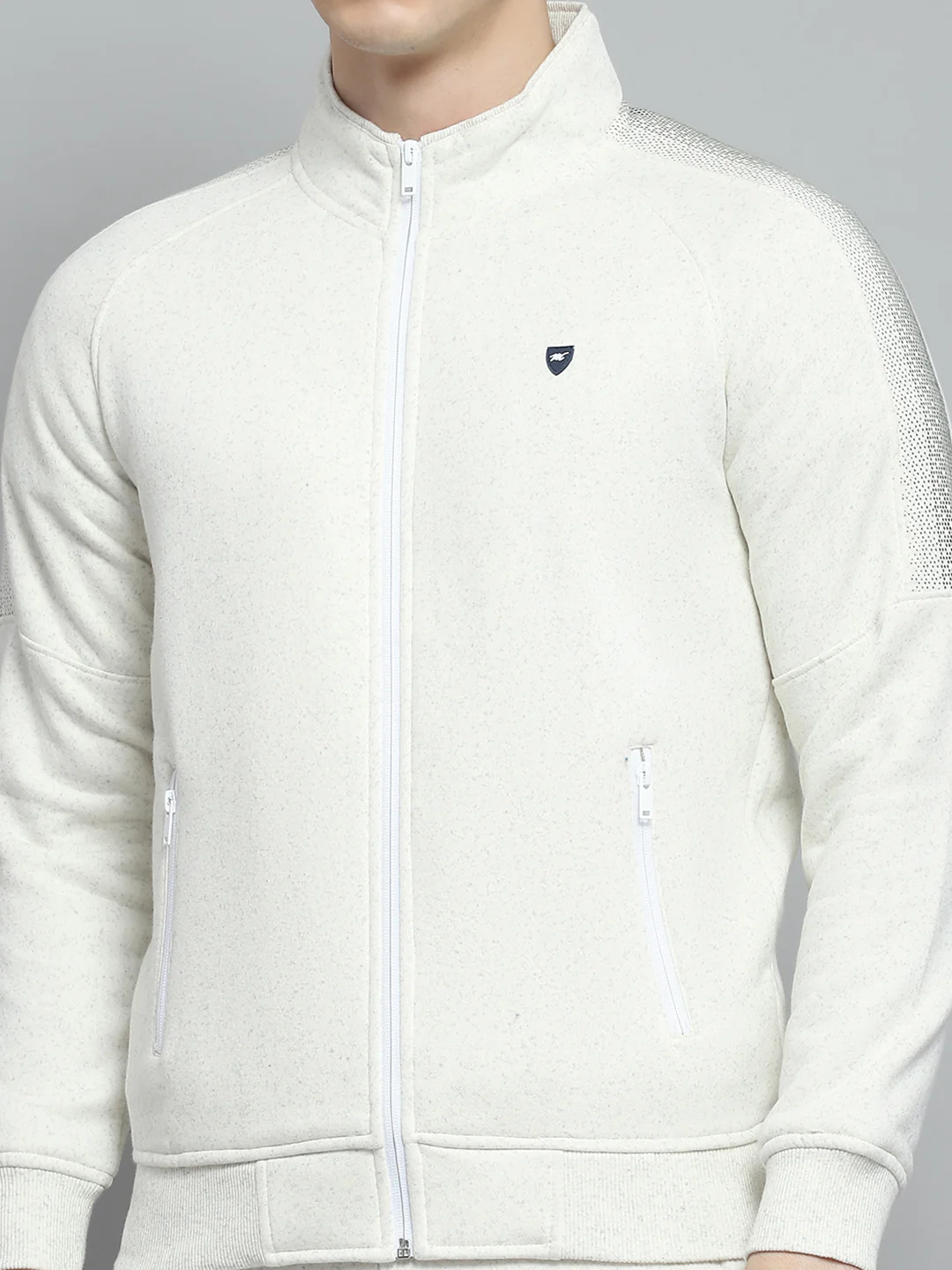 Men Olive & White Printed Mock Neck Full Sleeve Winter Tracksuit - Image 6