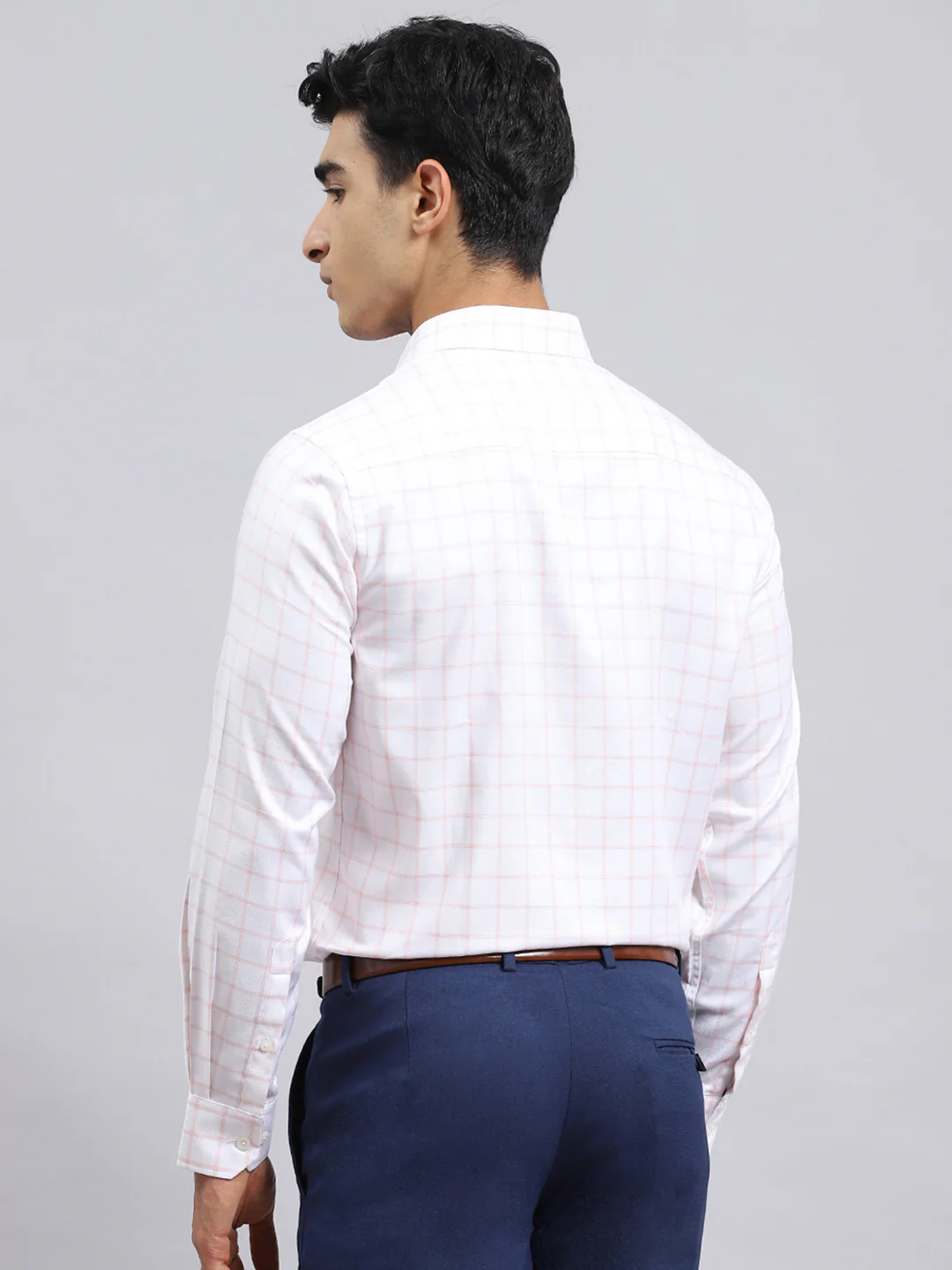 Men Orange Check Shirt - Image 5