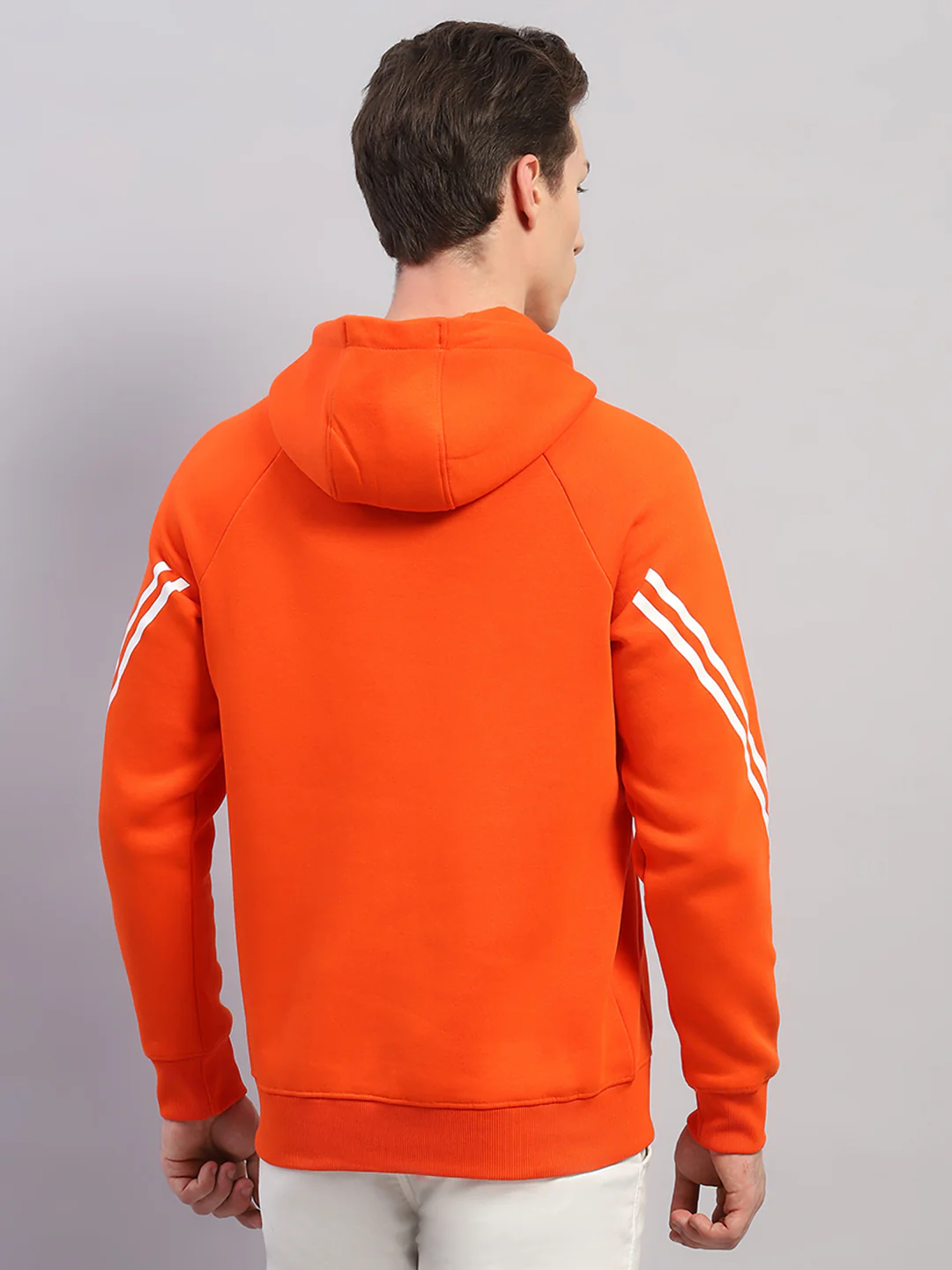 Rock.it Men Orange Printed Hooded Full Sleeve Sweatshirt - Image 4