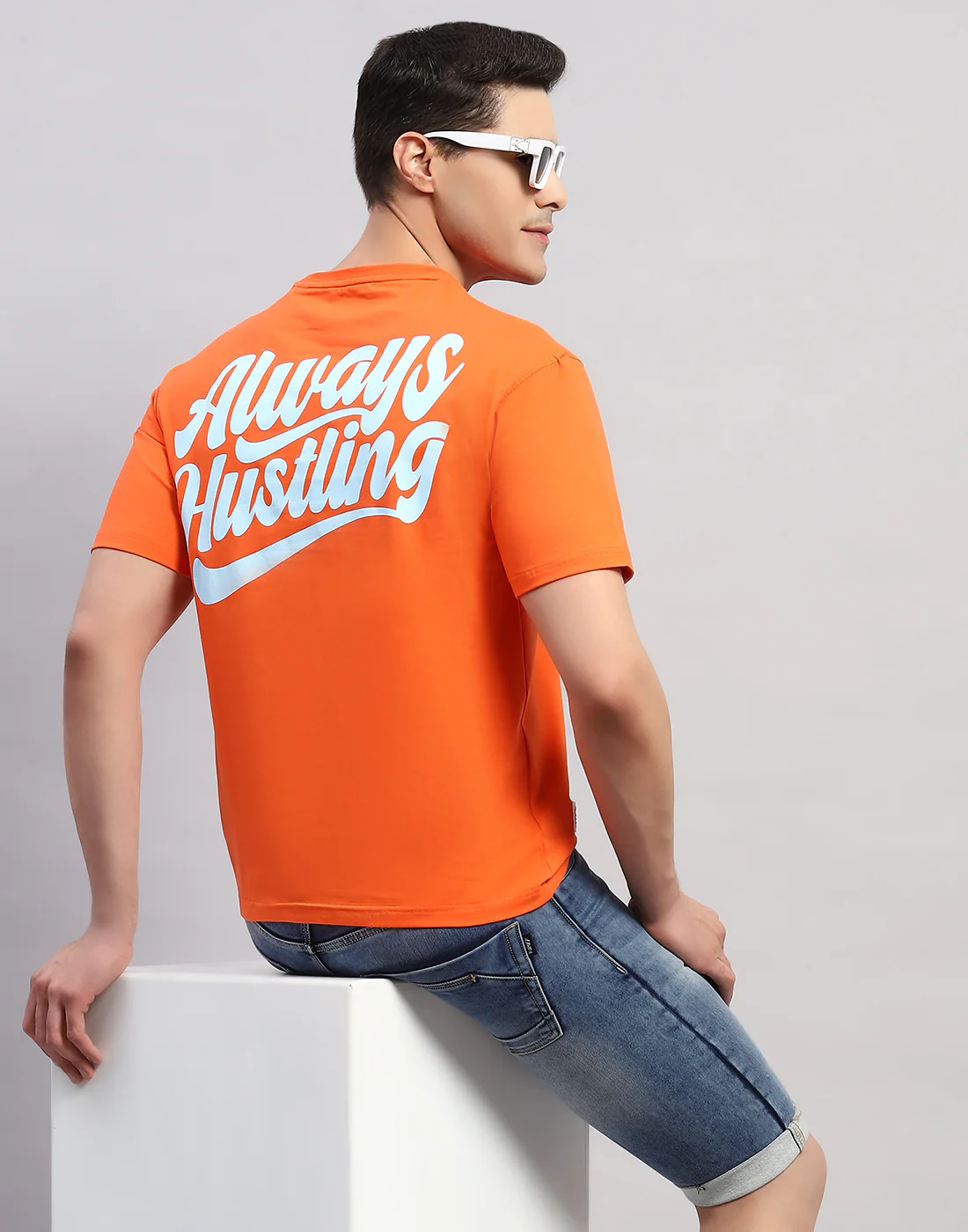 Rock.it Men Orange Printed Round Neck Half Sleeve T-Shirt - Image 2