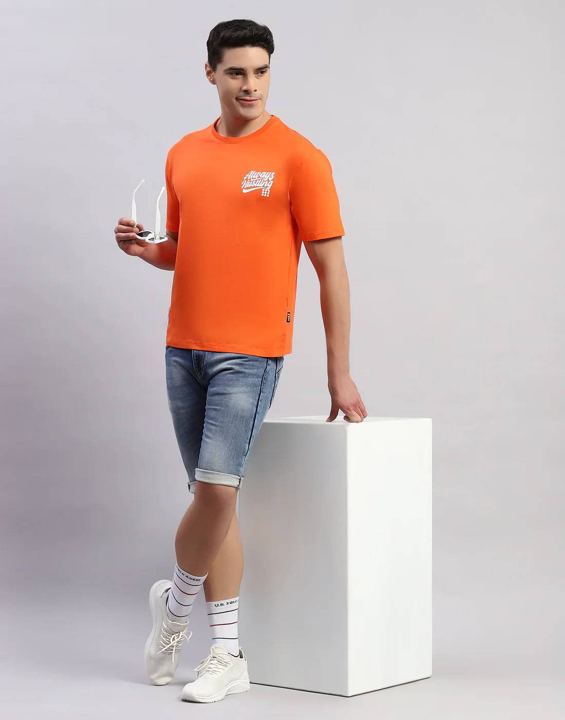Rock.it Men Orange Printed Round Neck Half Sleeve T-Shirt - Image 3