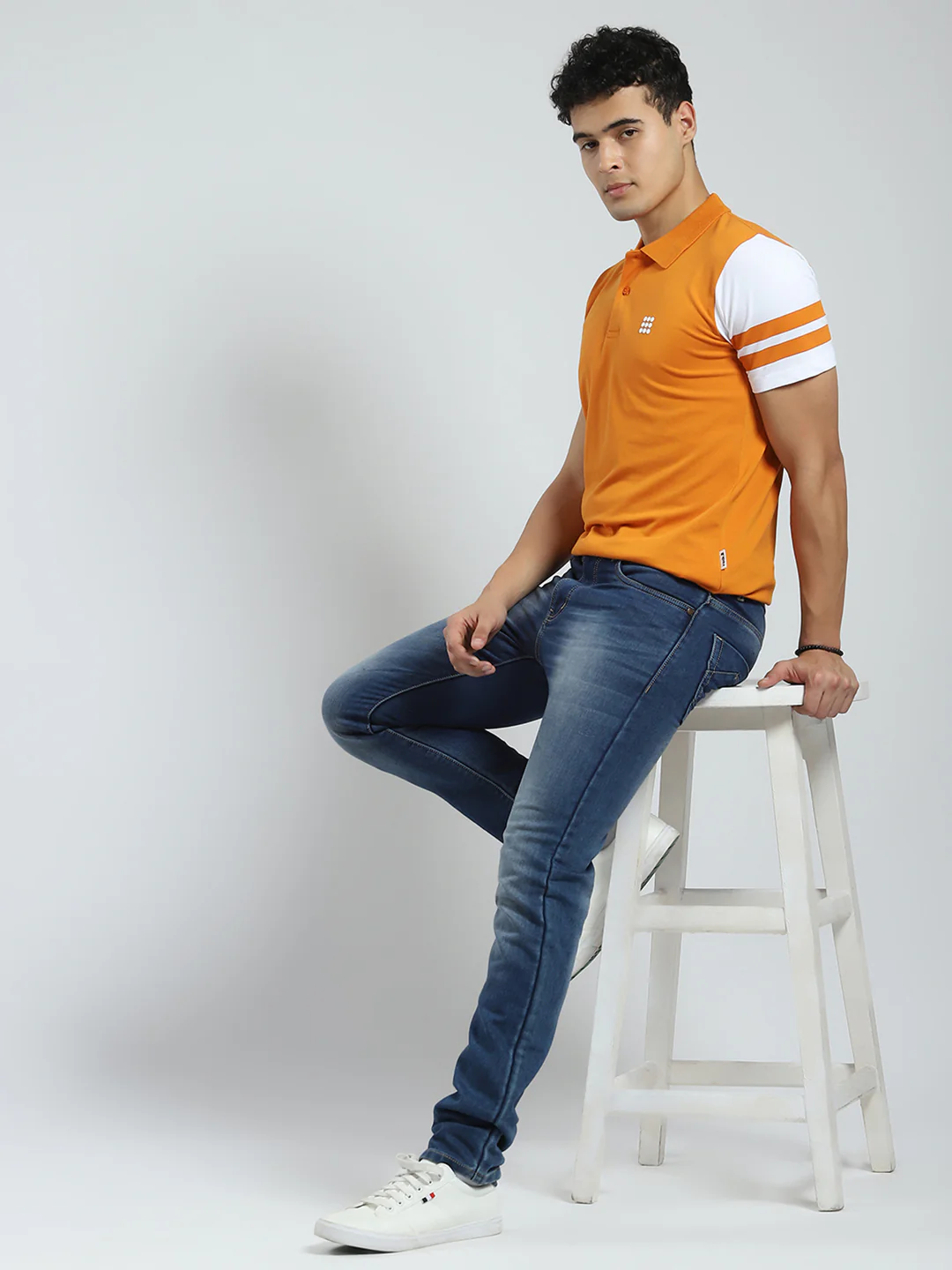 Rock.it Men Orange Solid Collar Half Sleeve T-Shirt - Image 2