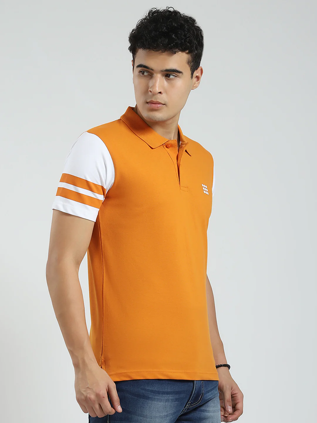 Rock.it Men Orange Solid Collar Half Sleeve T-Shirt - Image 4