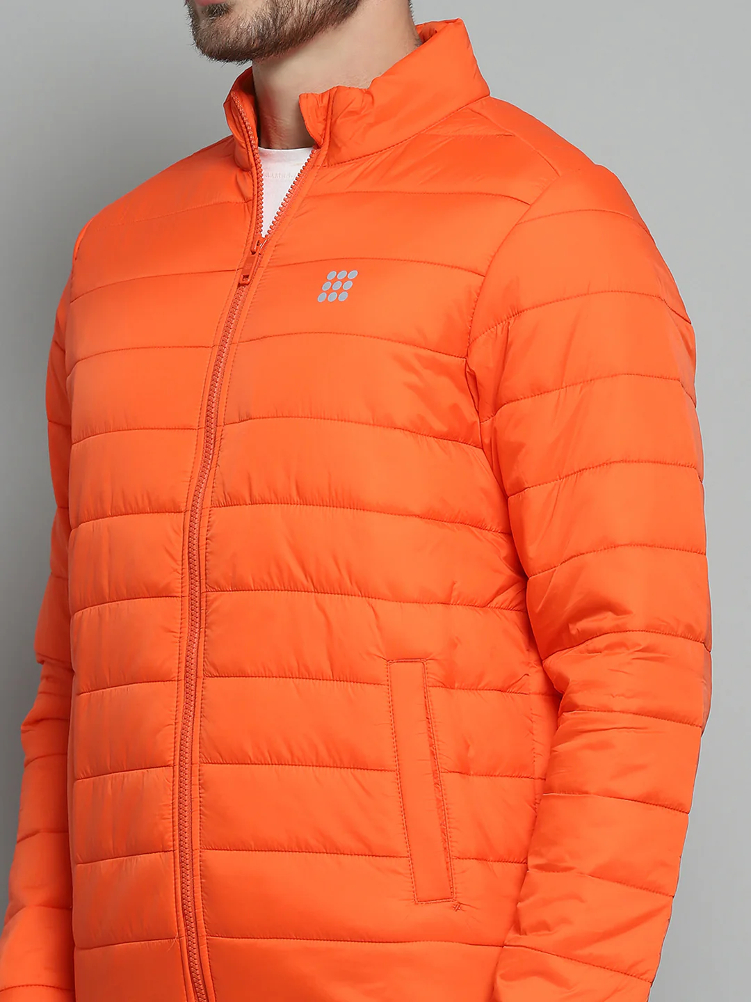 Rock.it Men Orange Solid Mock Neck Full Sleeve Jacket - Image 6