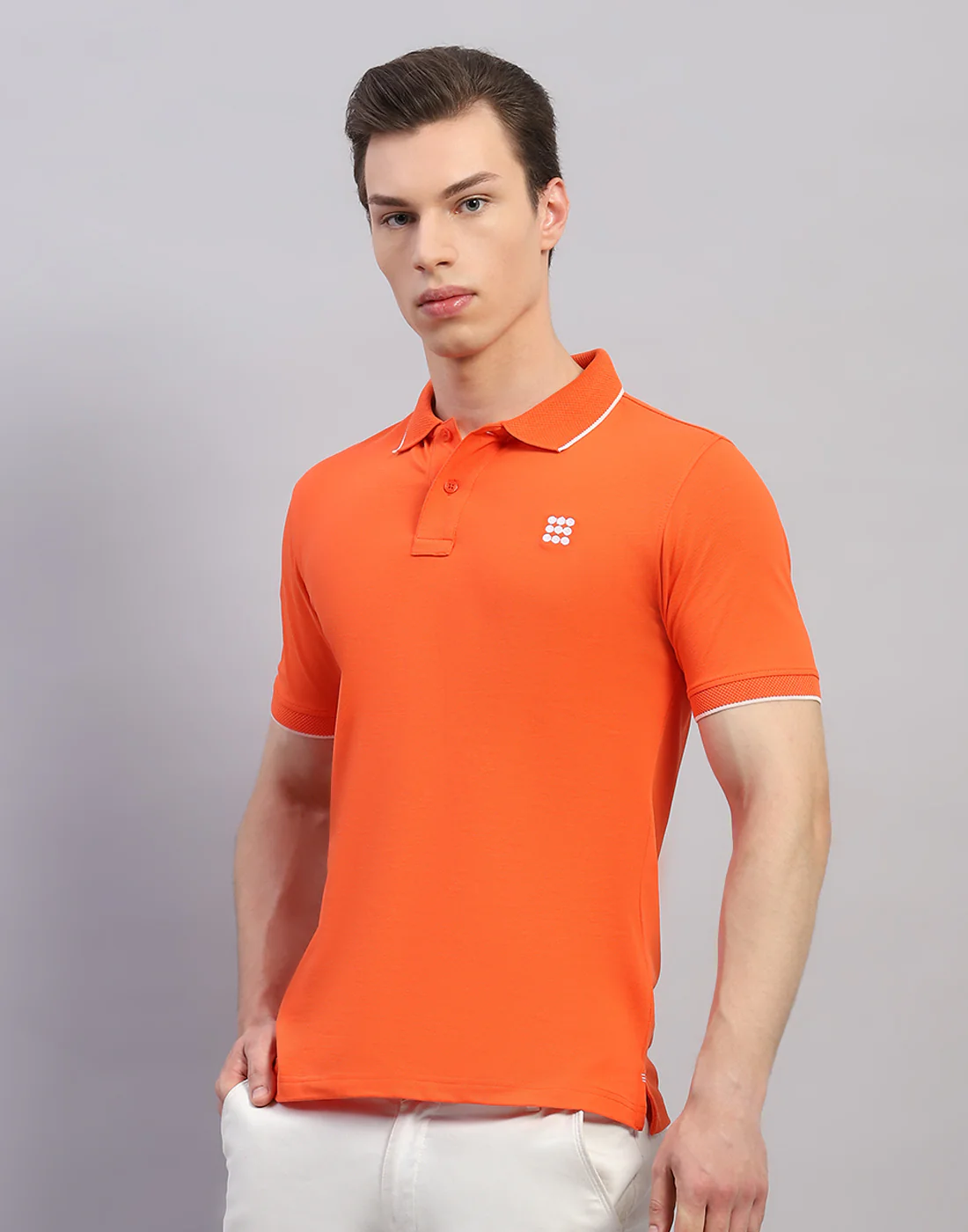 Rock.it Men Orange Solid Polo Collar Half Sleeve T-Shirt - Image 3