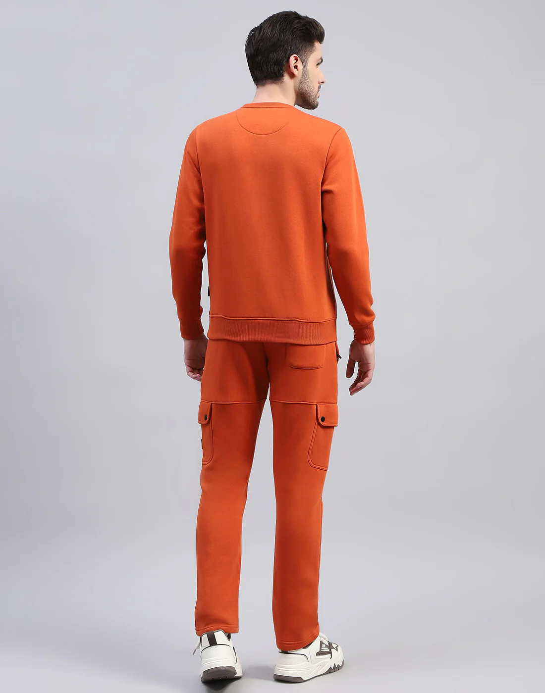 Rock.it Men Orange Solid Round Neck Full Sleeve Tracksuit - Image 5