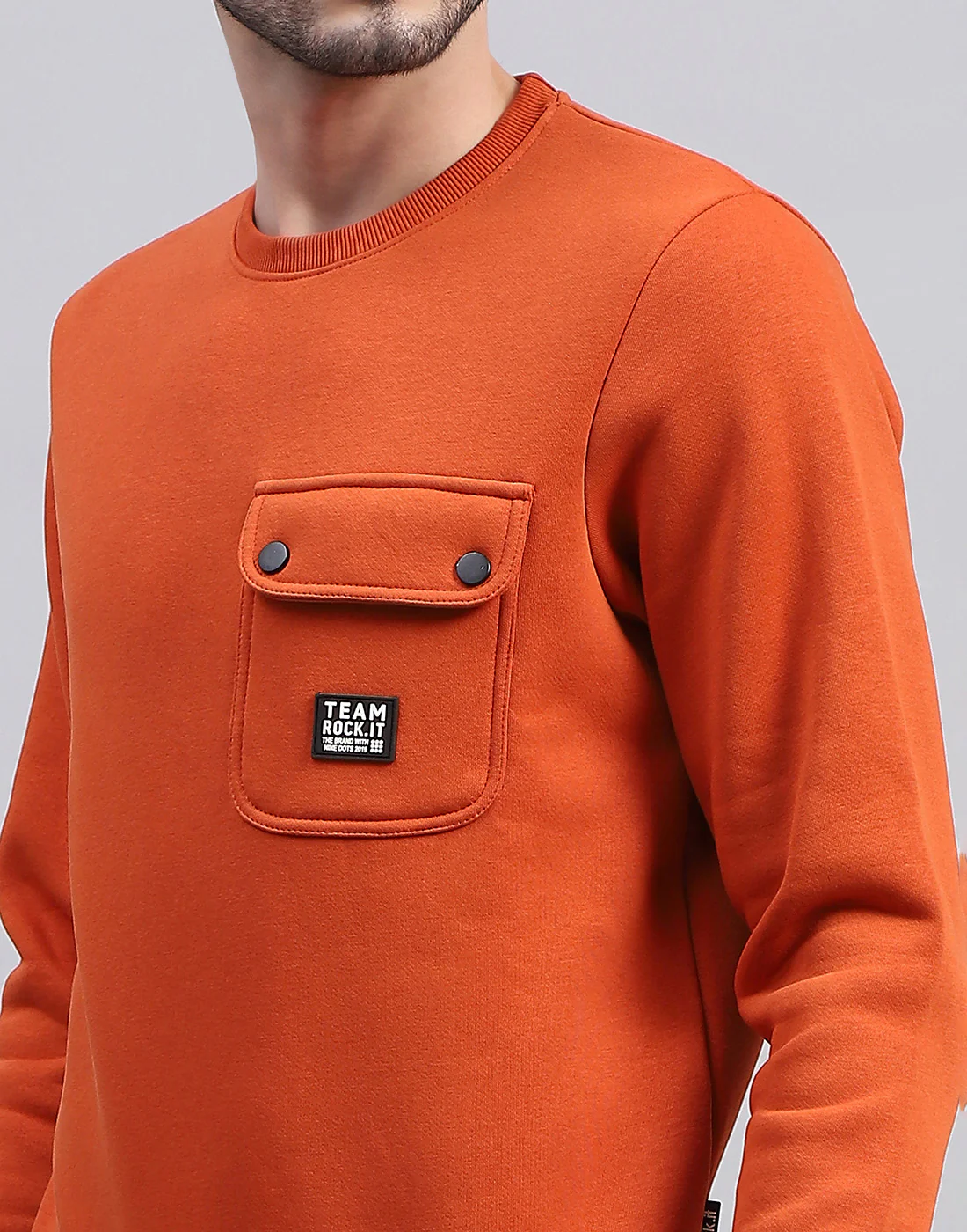 Rock.it Men Orange Solid Round Neck Full Sleeve Tracksuit - Image 7