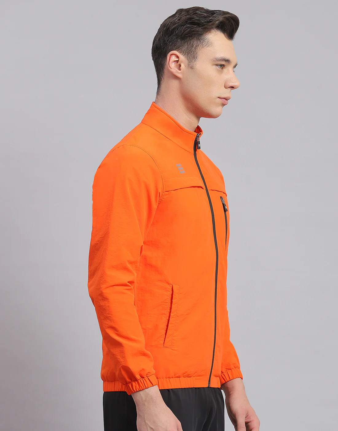 Rock.it Men Orange Solid Stand Collar Full Sleeve Jacket - Image 4