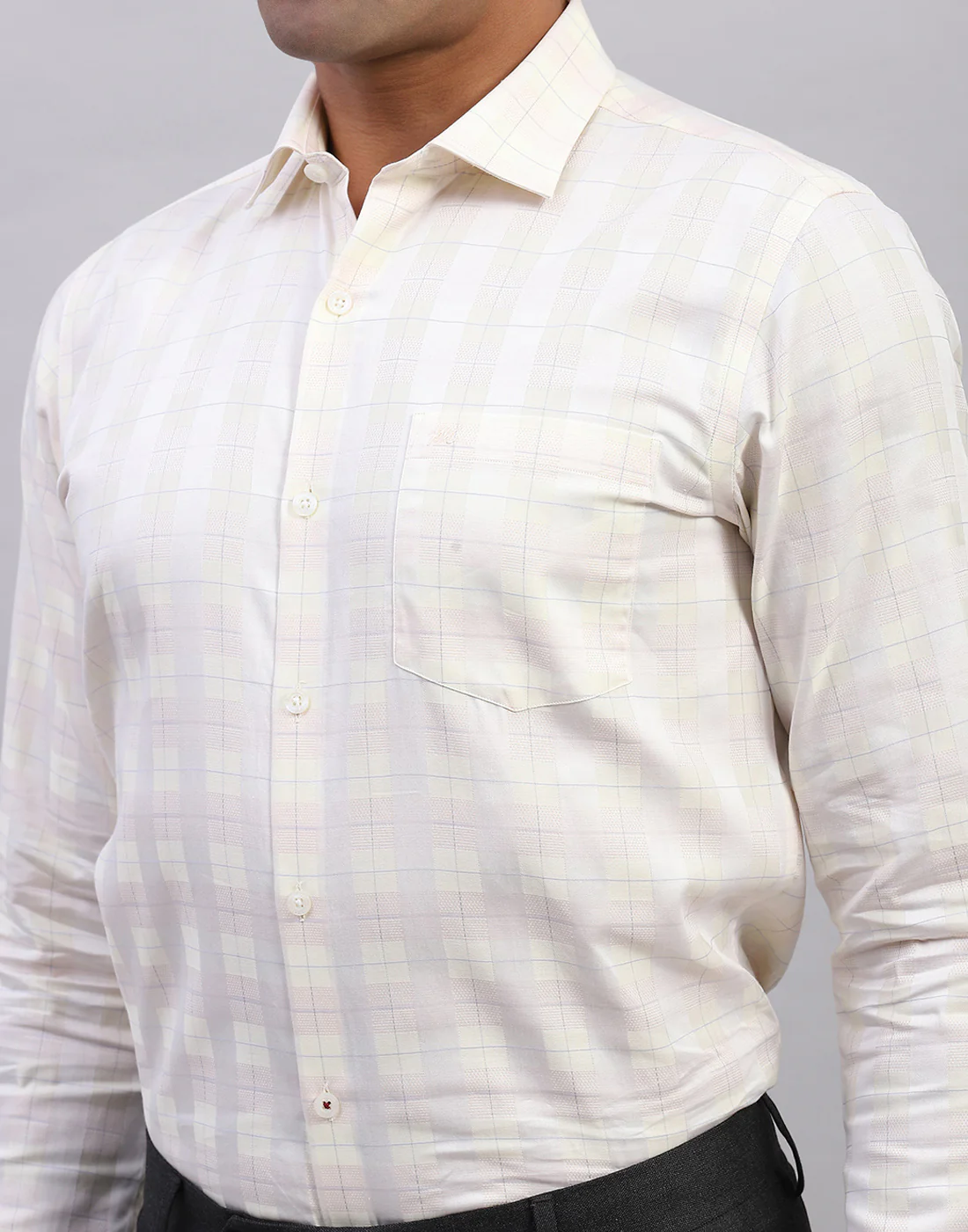 Men Peach Self Design Collar Full Sleeve Shirt - Image 6