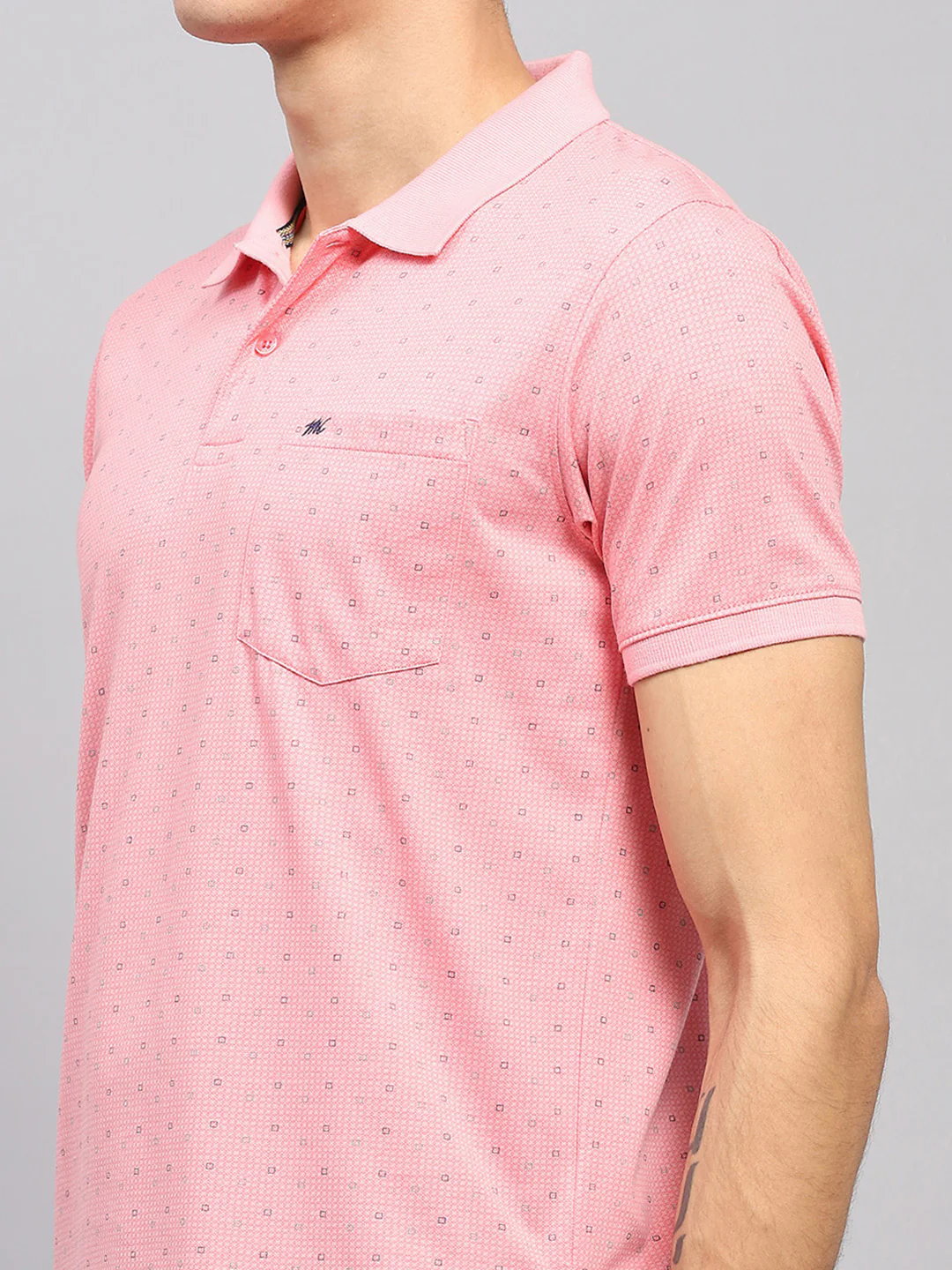 Men Pink Printed Collar Half Sleeve T-Shirt - Image 6