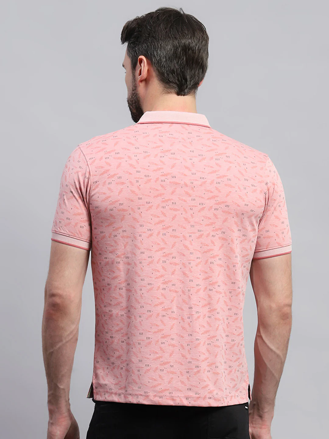 Men Pink Printed Collar Half Sleeve T-Shirt - Image 5