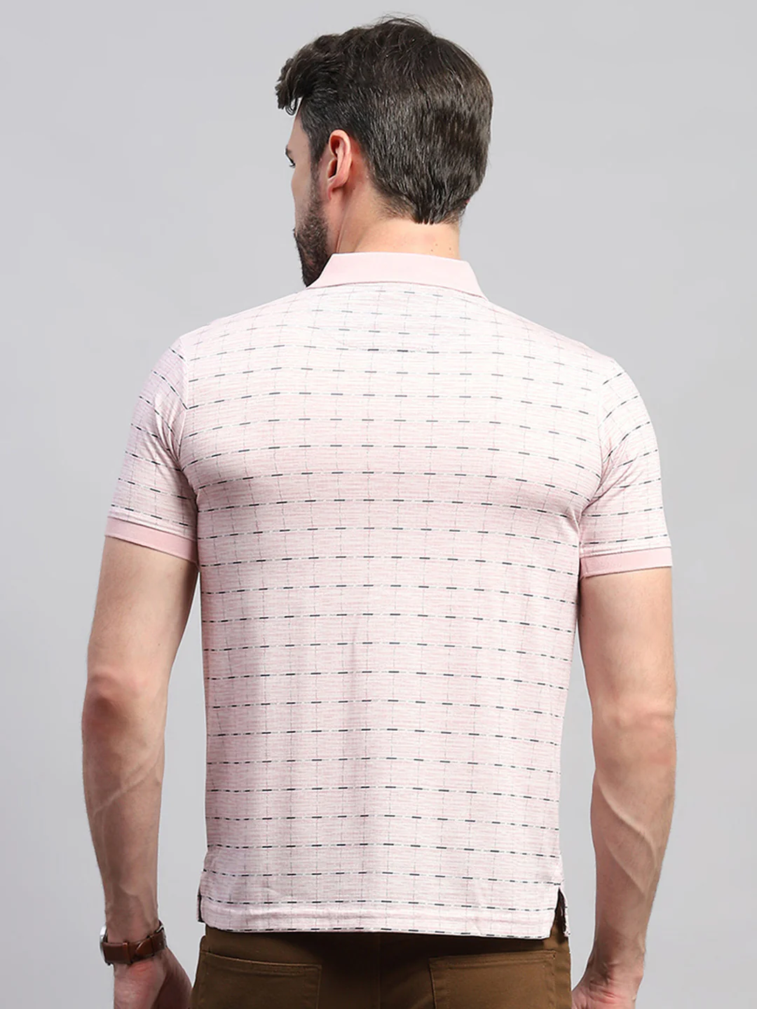 Men Pink Printed Collar Half Sleeve T-Shirt - Image 5