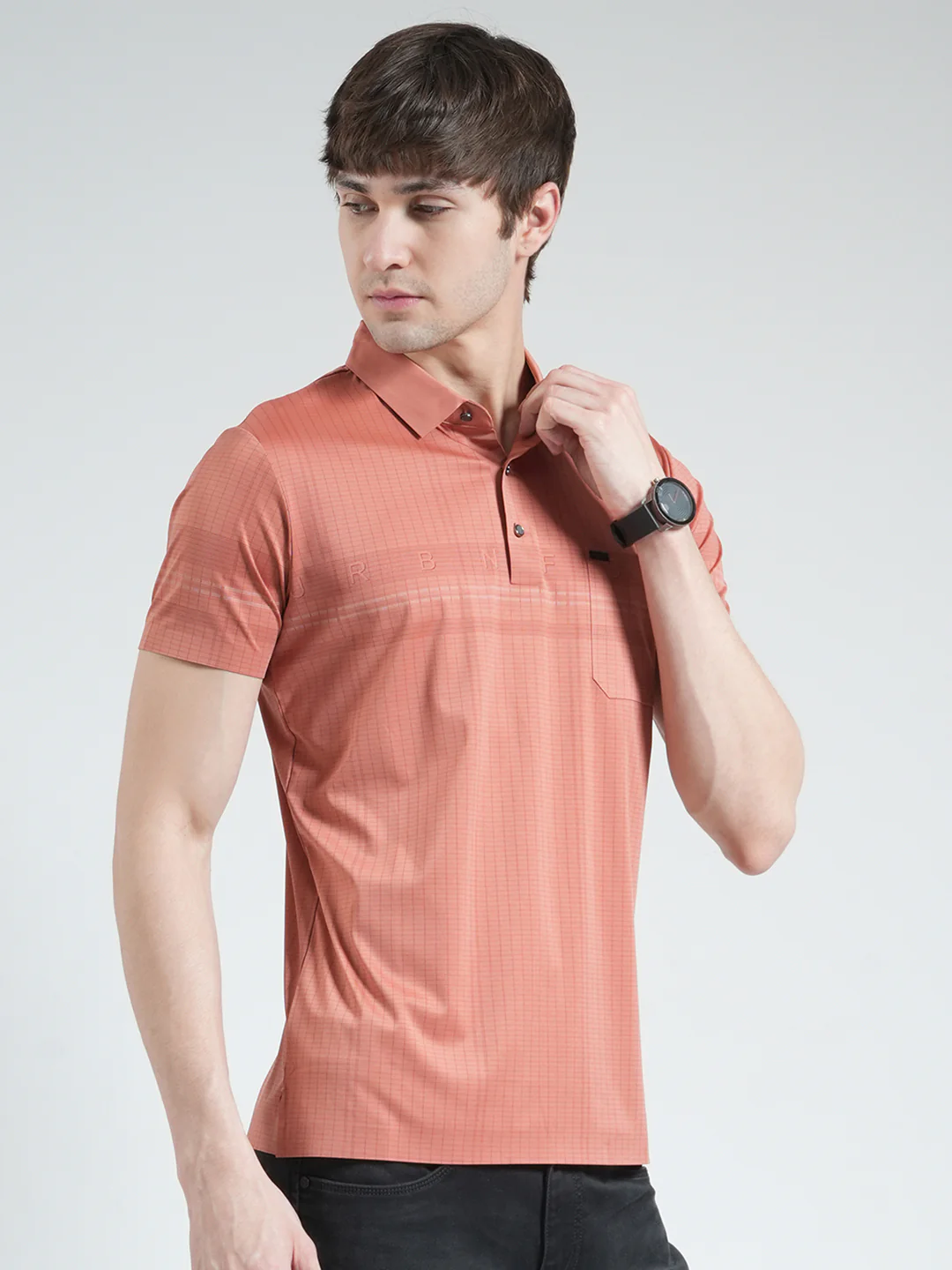 Men Pink Printed Collar Half Sleeve T-Shirt - Image 4