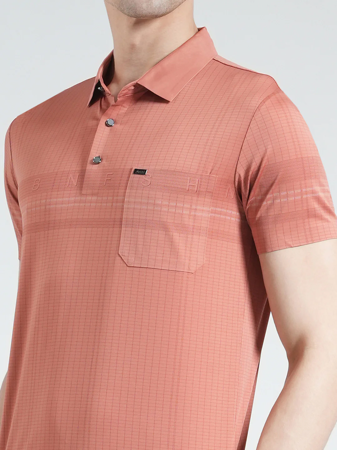 Men Pink Printed Collar Half Sleeve T-Shirt - Image 6