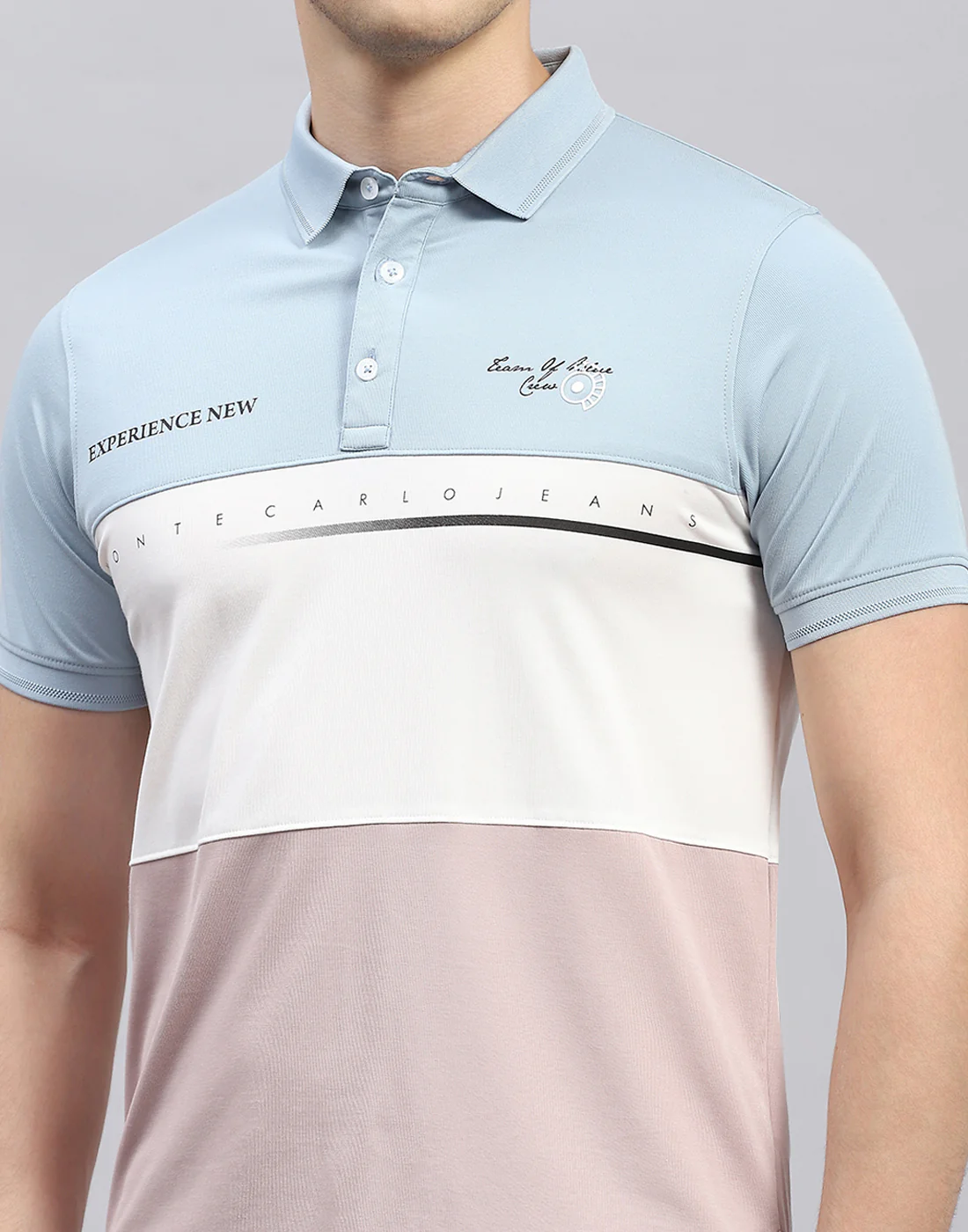Men Pink Printed Polo Collar Half Sleeve T-Shirt - Image 8