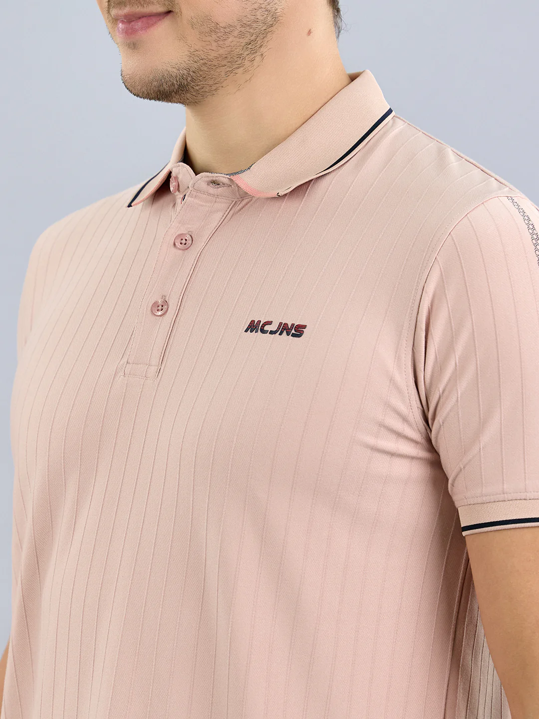 Men Pink Printed Polo Collar Half Sleeve T-Shirt - Image 6