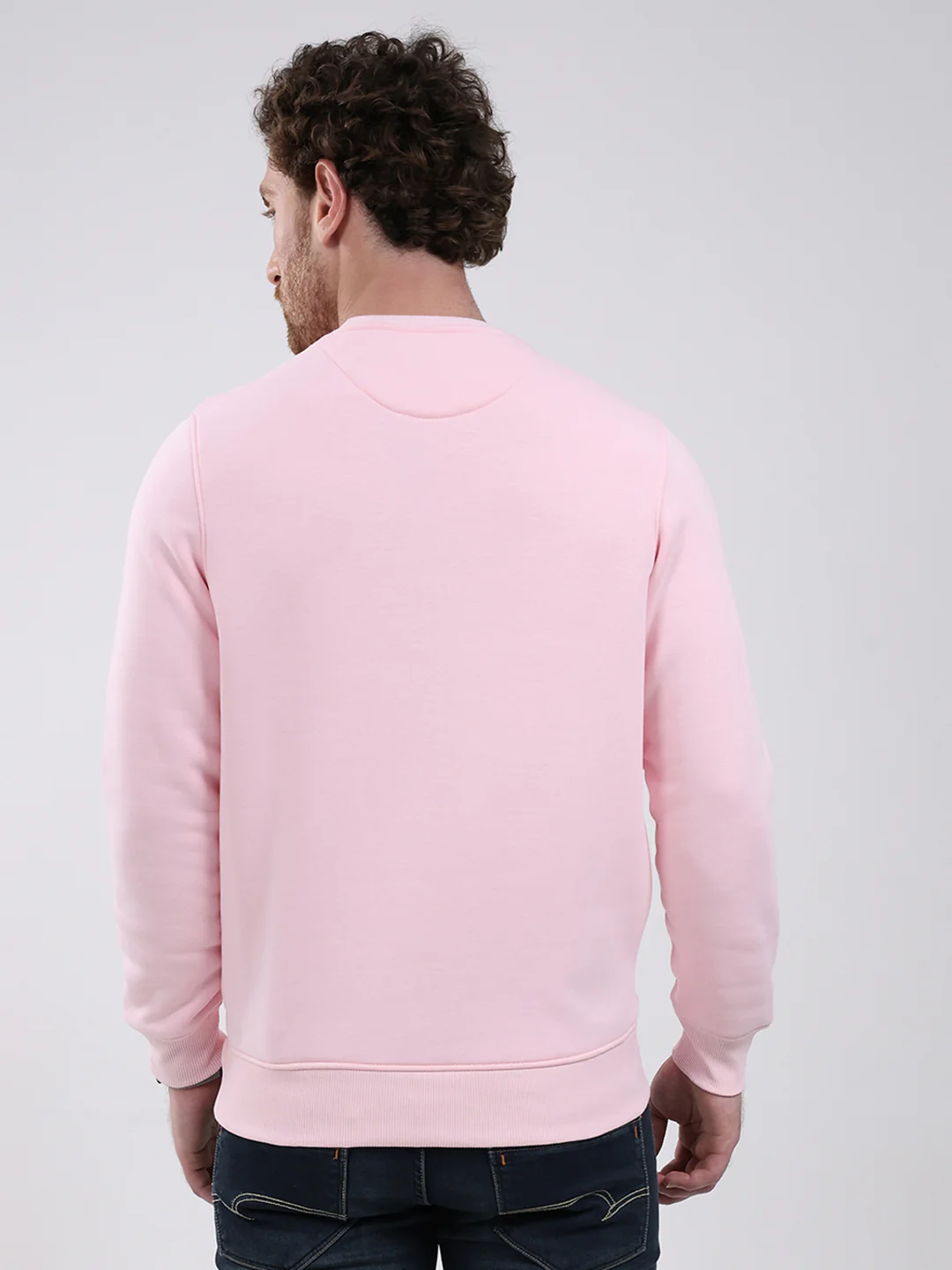 Men Pink Printed Round Neck Full Sleeve Sweatshirt - Image 5