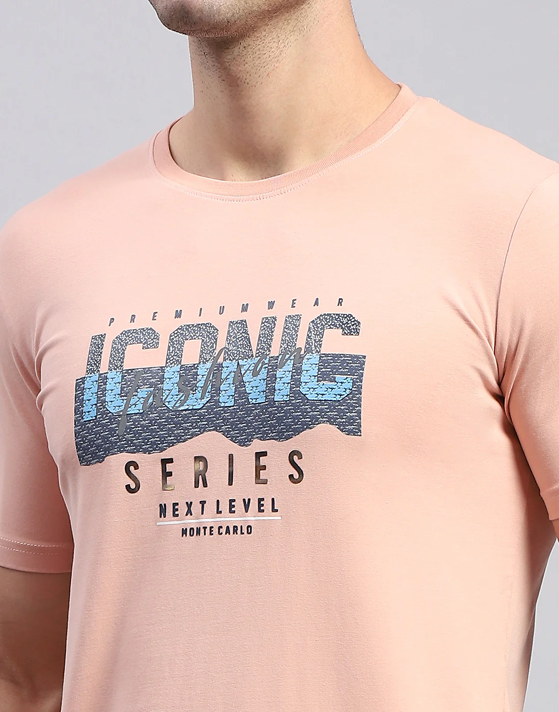 Men Pink Printed Round Neck Half Sleeve T-Shirt - Image 6