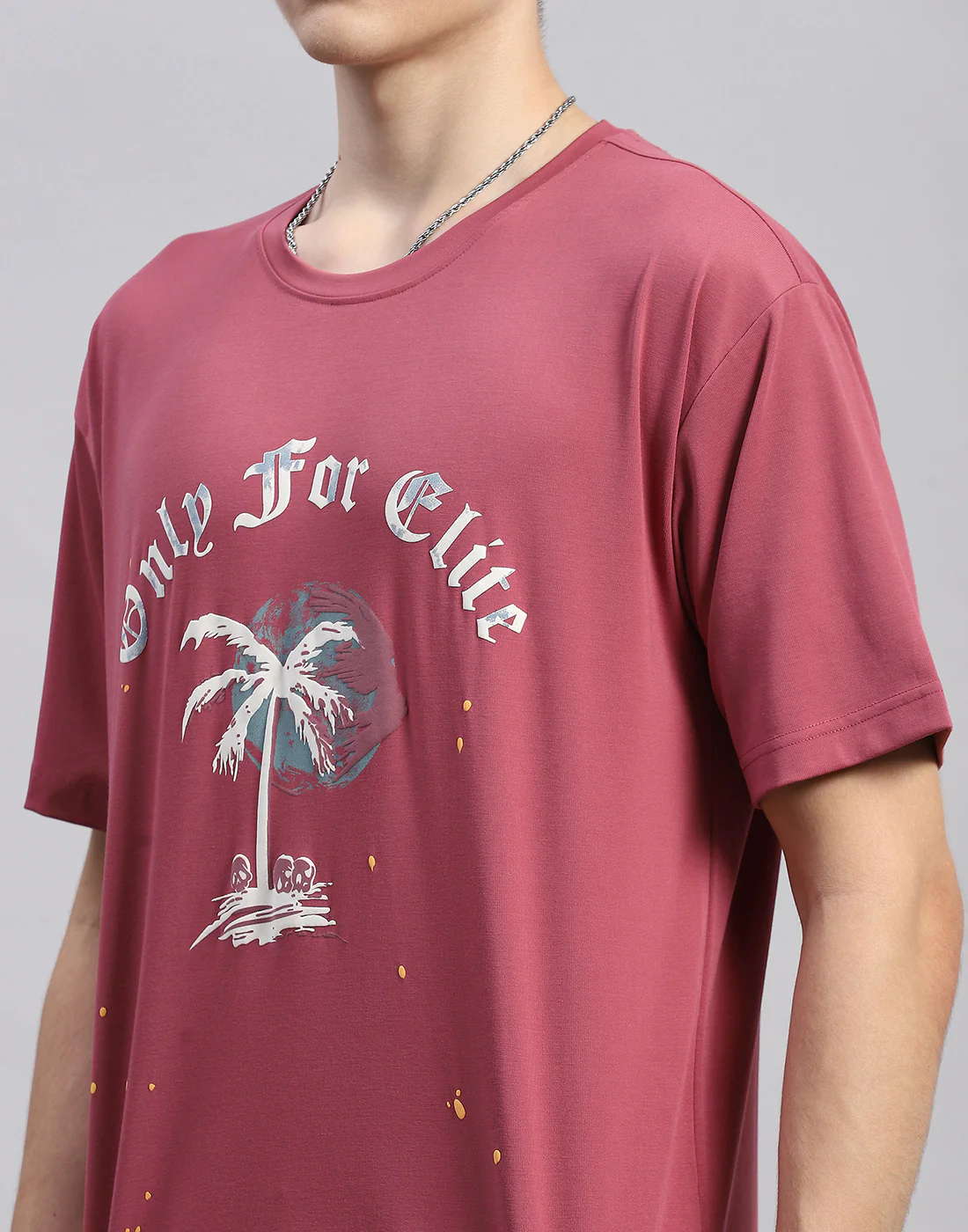 Men Pink Printed Round Neck Half Sleeve T-Shirt - Image 7