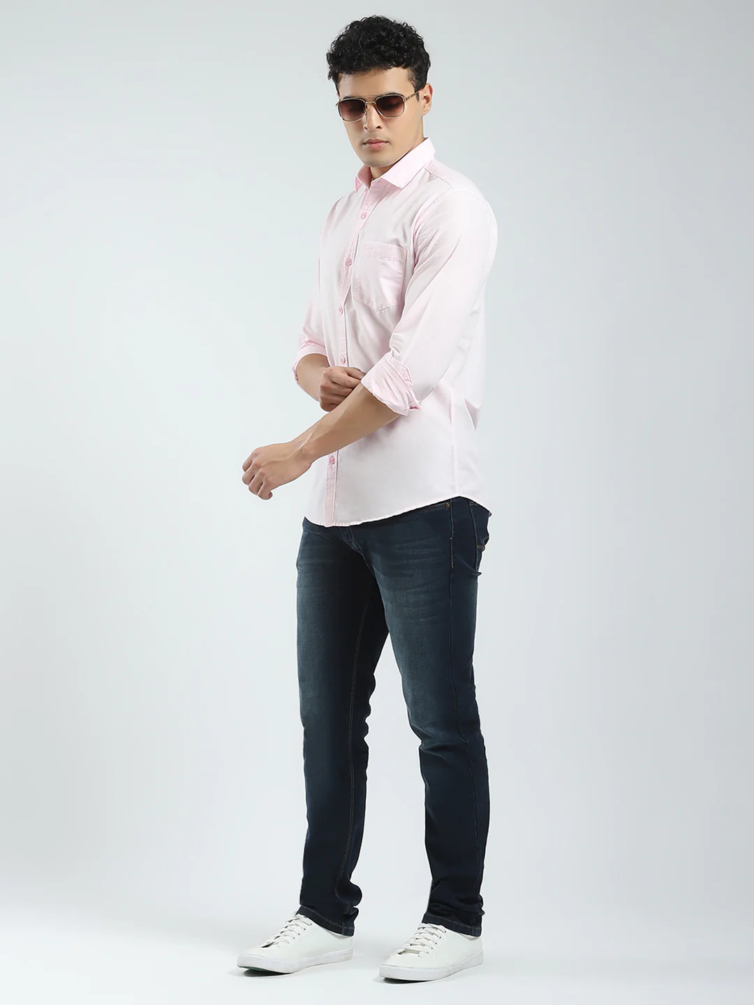 Rock.it Men Pink Solid Collar Full Sleeve Shirt - Image 2