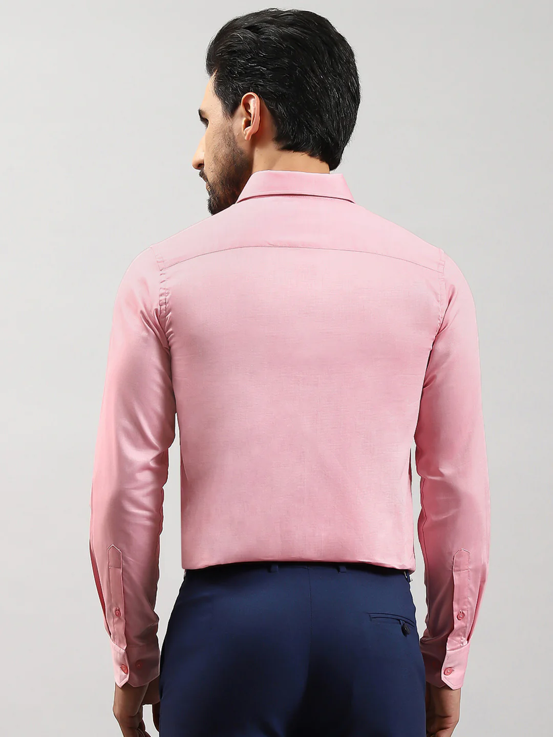 Men Pink Solid Collar Full Sleeve Shirts - Image 5