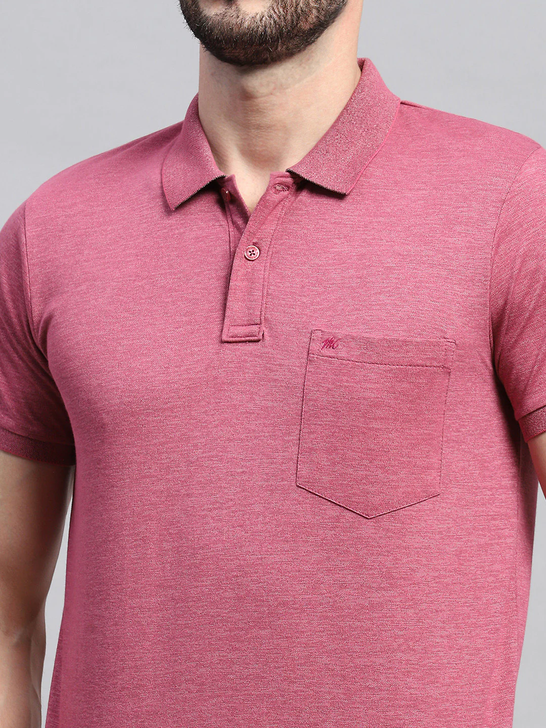 Men Pink Solid Collar Half Sleeve T-Shirt - Image 6