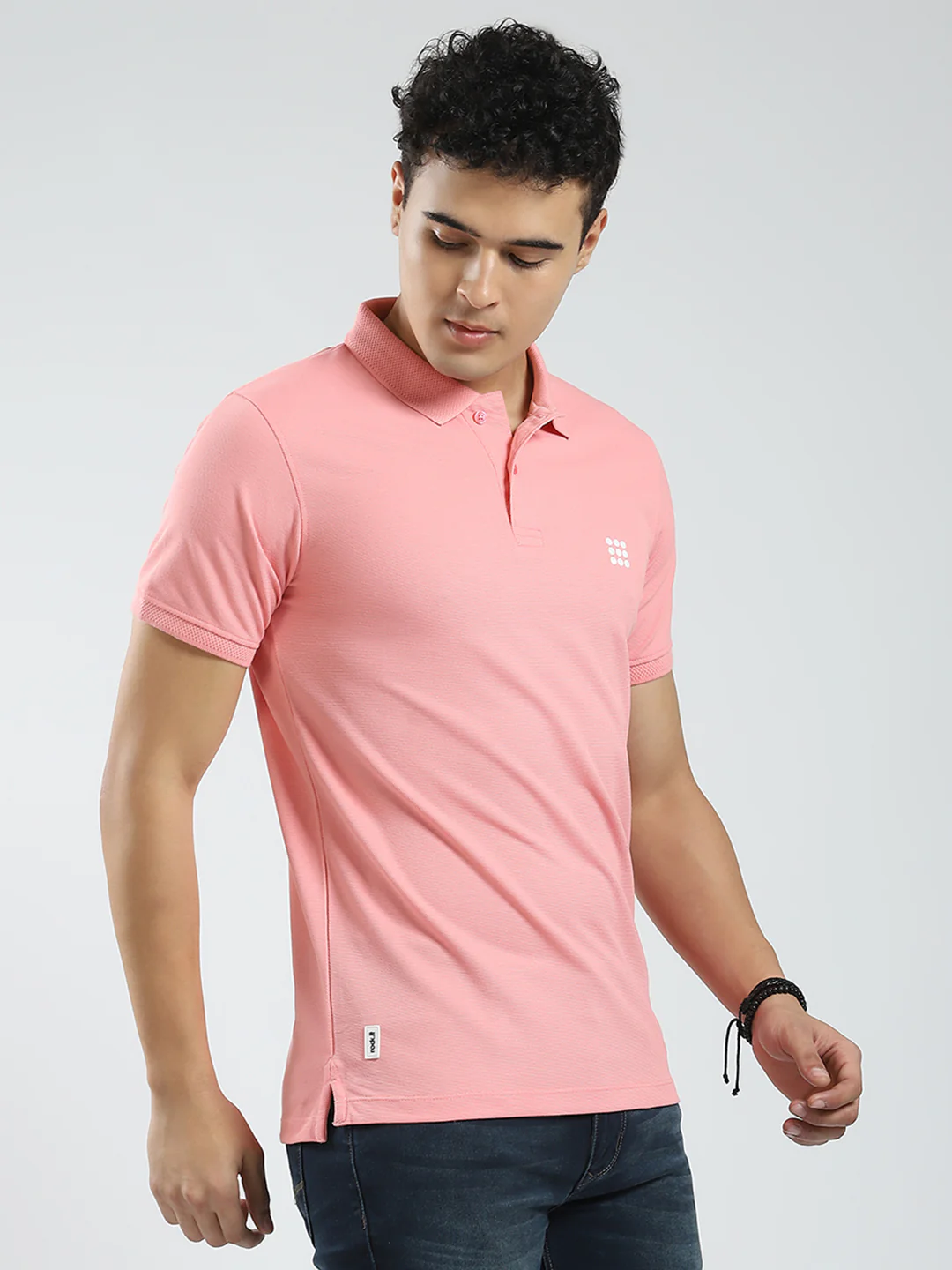 Rock.it Men Pink Solid Collar Half Sleeve T-Shirt - Image 4