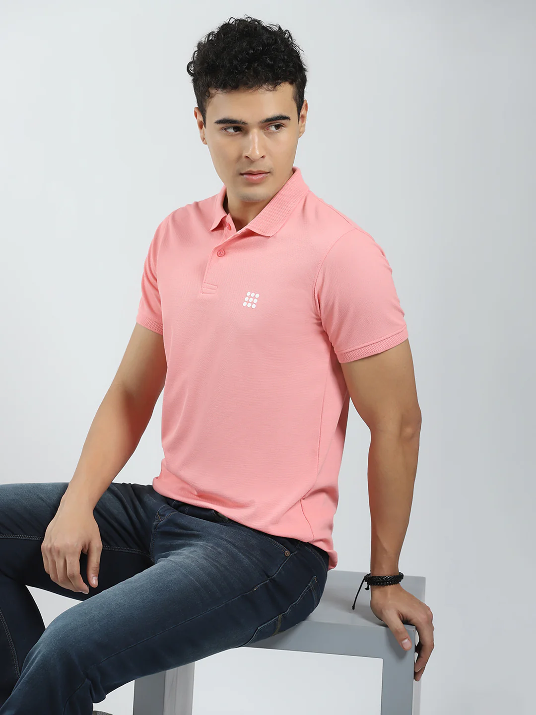 Rock.it Men Pink Solid Collar Half Sleeve T-Shirt - Image 6