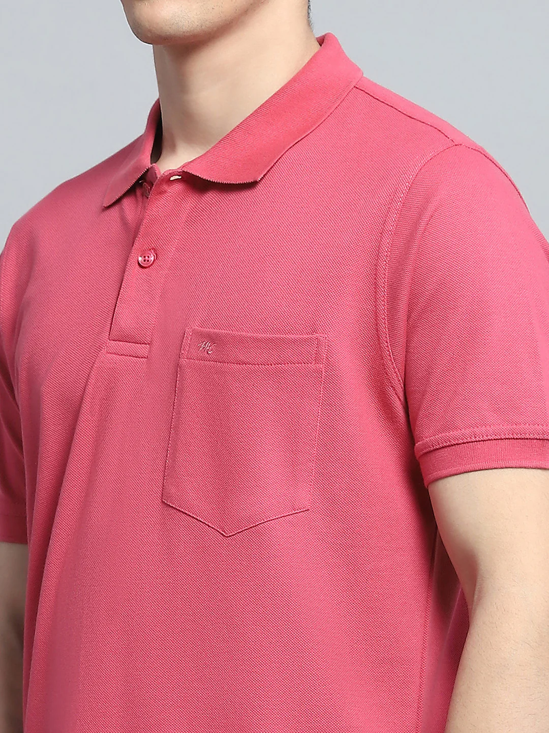 Men Pink Solid Collar Half Sleeve T-Shirt - Image 6