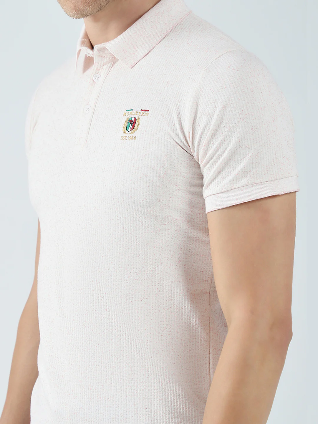 Men Pink Solid Collar Half Sleeve T-Shirt - Image 7