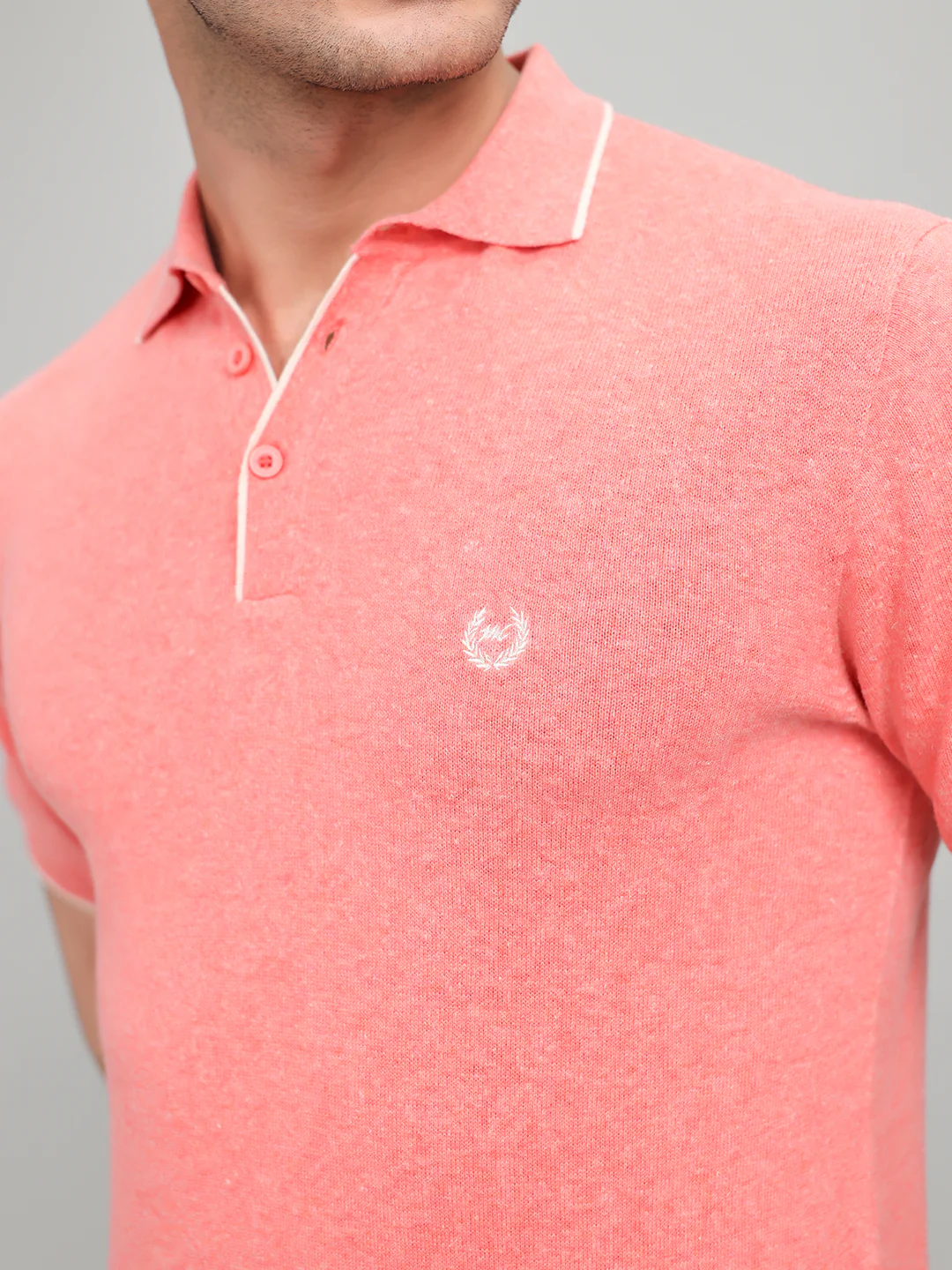Men Pink Solid Collar Half Sleeve T-Shirt - Image 5