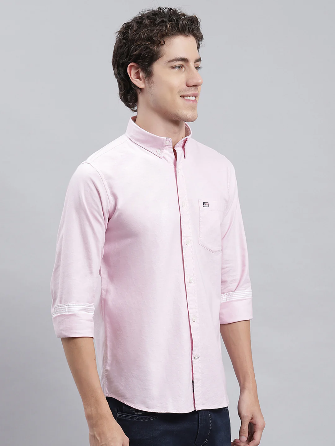 Men Pink Solid Shirt - Image 3