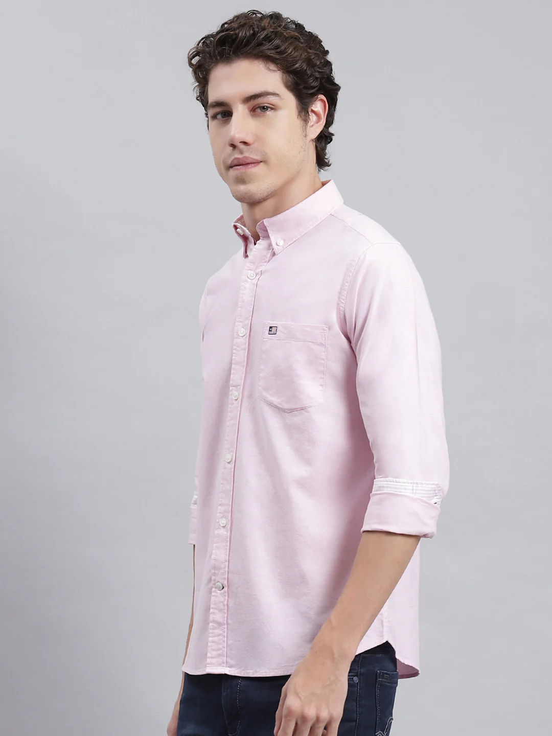 Men Pink Solid Shirt - Image 4