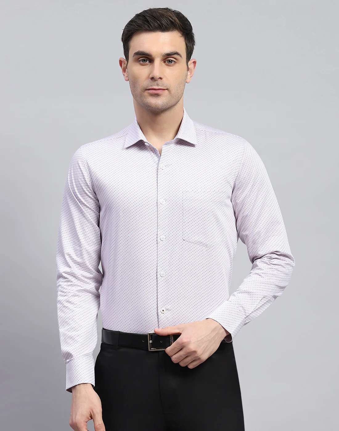 Men Pink Solid Spread Collar Full Sleeve Shirt - Image 3